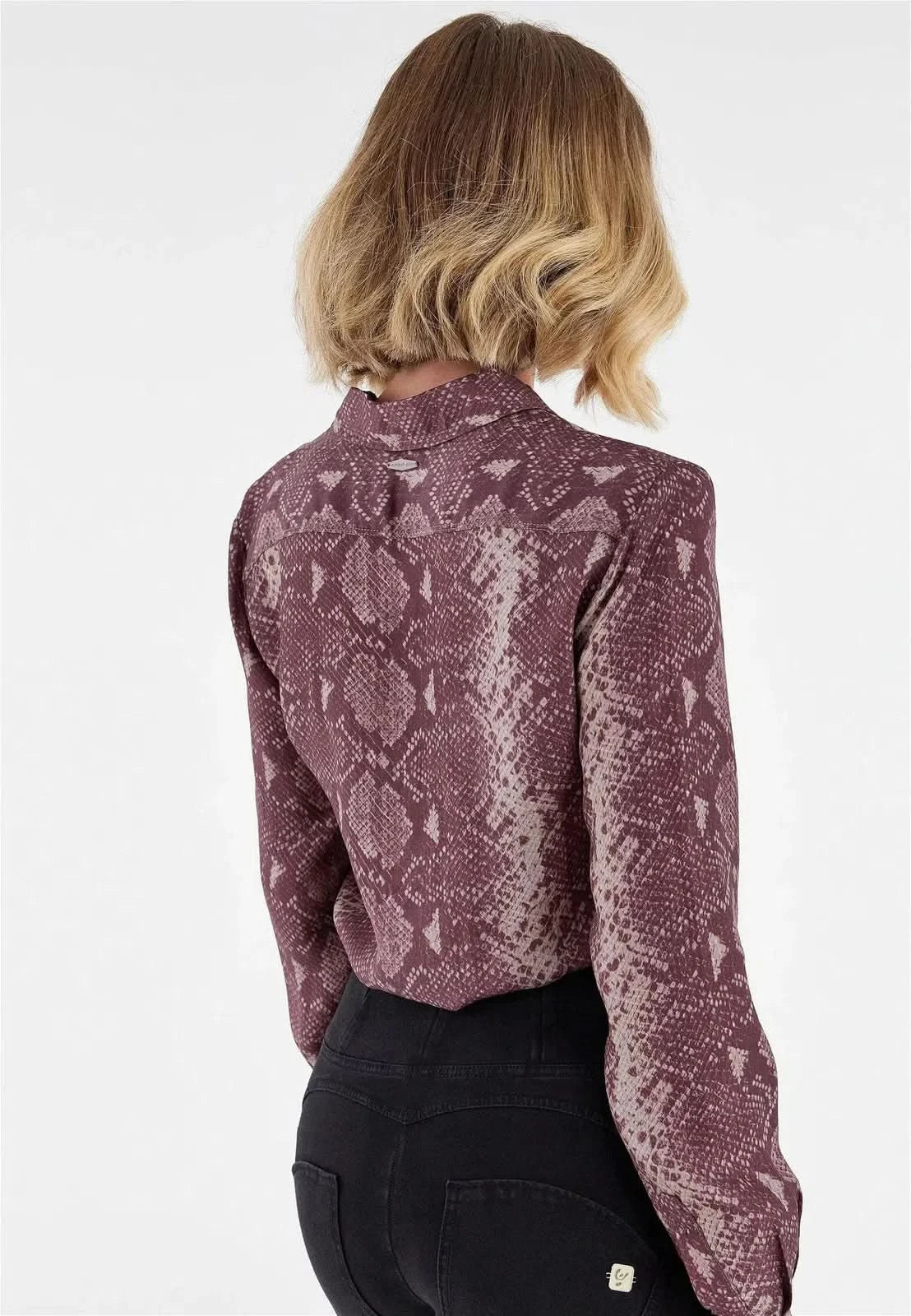 Bodysuit with Collared Shirt - Red Snake Print - Image 4