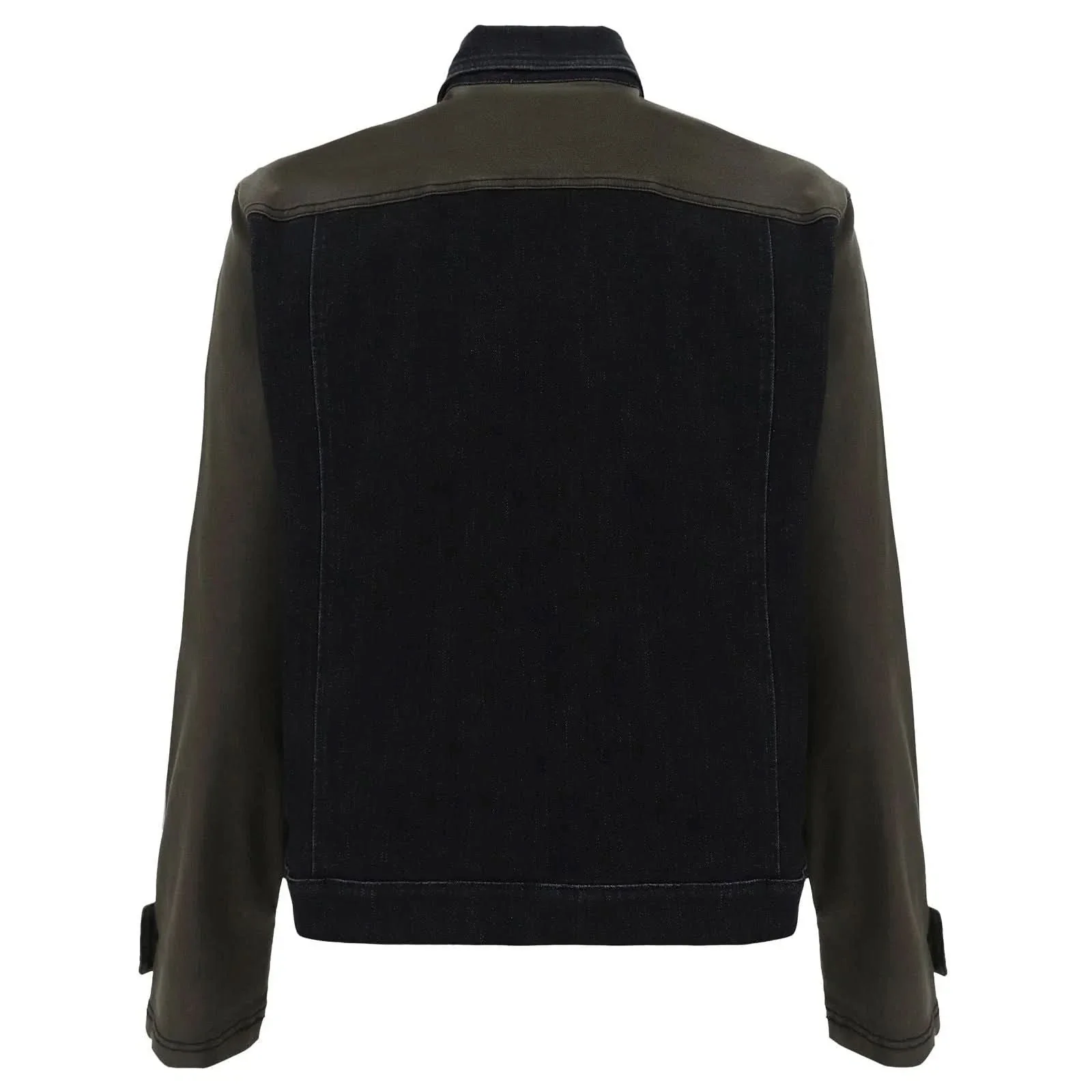 Denim Jacket - Black + Army Green Panels - Image 2