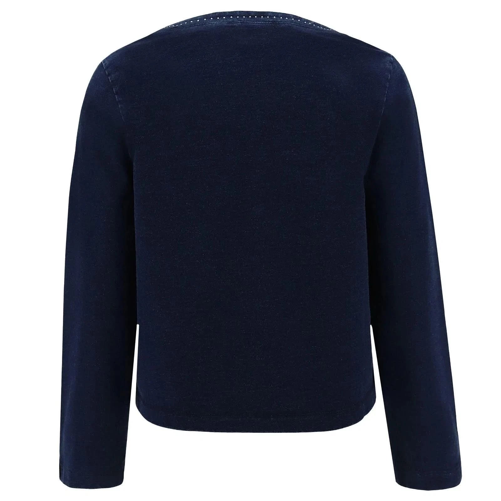 Fleece Jacket with Micro Studs - Dark Blue Denim Effect - Image 2