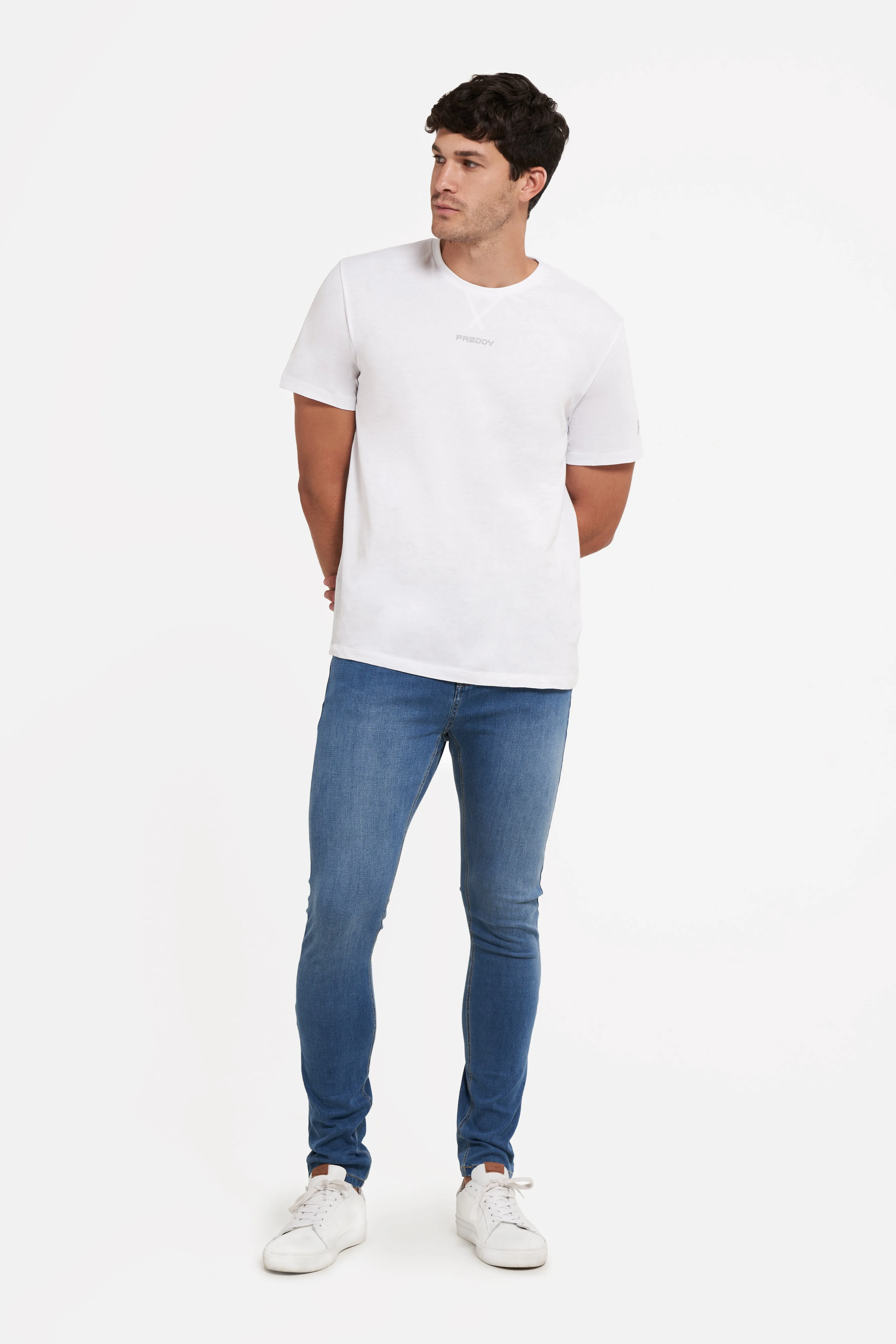 Freddy Men’s Jeans - Coastal Blue with Beige Stitching - Image 4