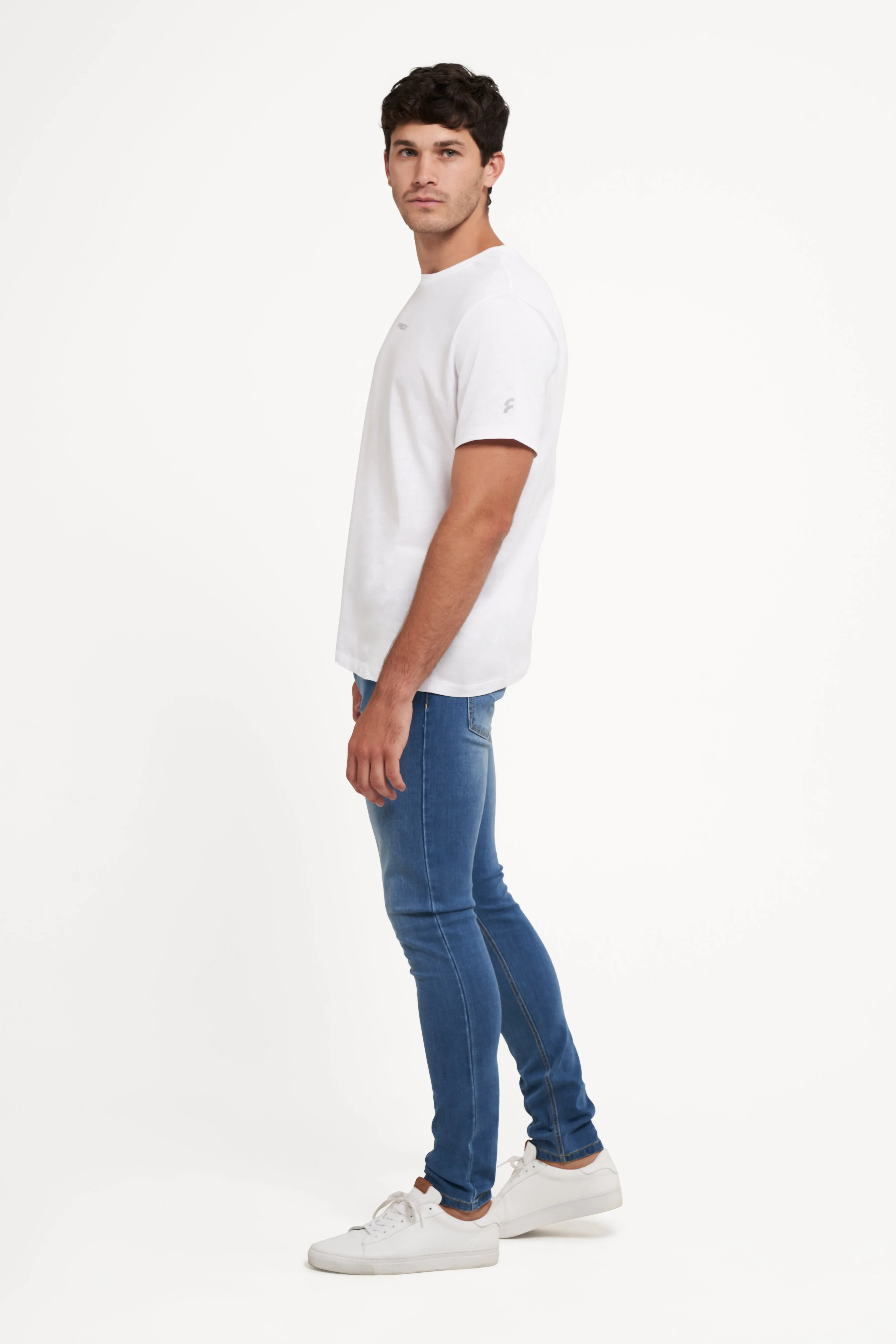 Freddy Men’s Jeans - Coastal Blue with Beige Stitching - Image 5