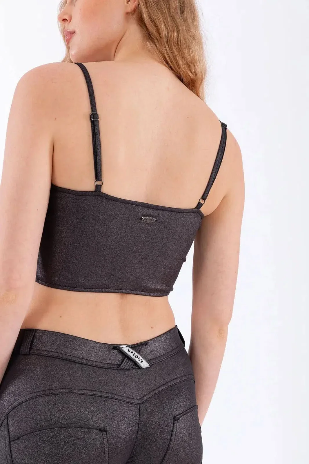 Metallic jersey crop top - Image 3