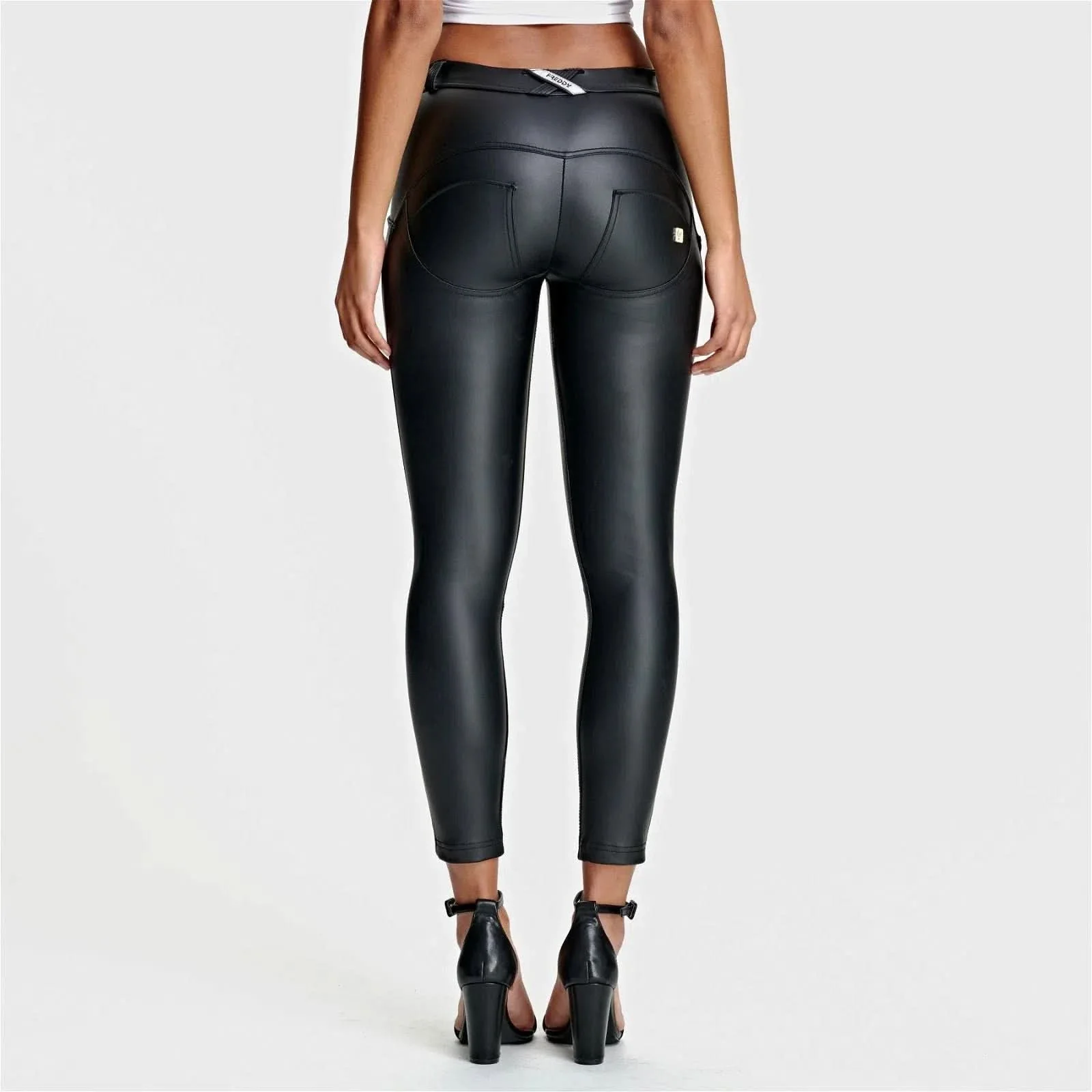 WRUP Faux Leather - Mid Rise - 7/8 Length - Black - Image 3