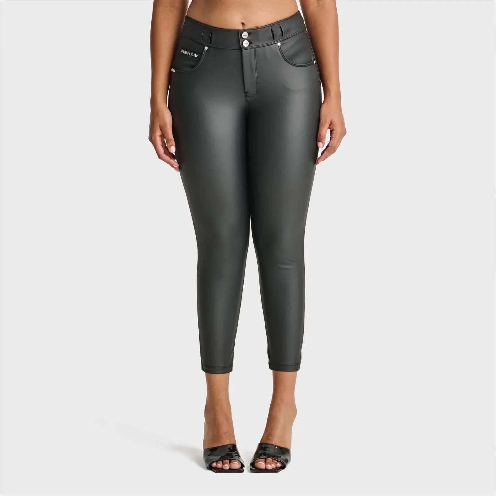 N.O.W® Faux Leather - High Waisted - 7/8 Length - Black - Image 3