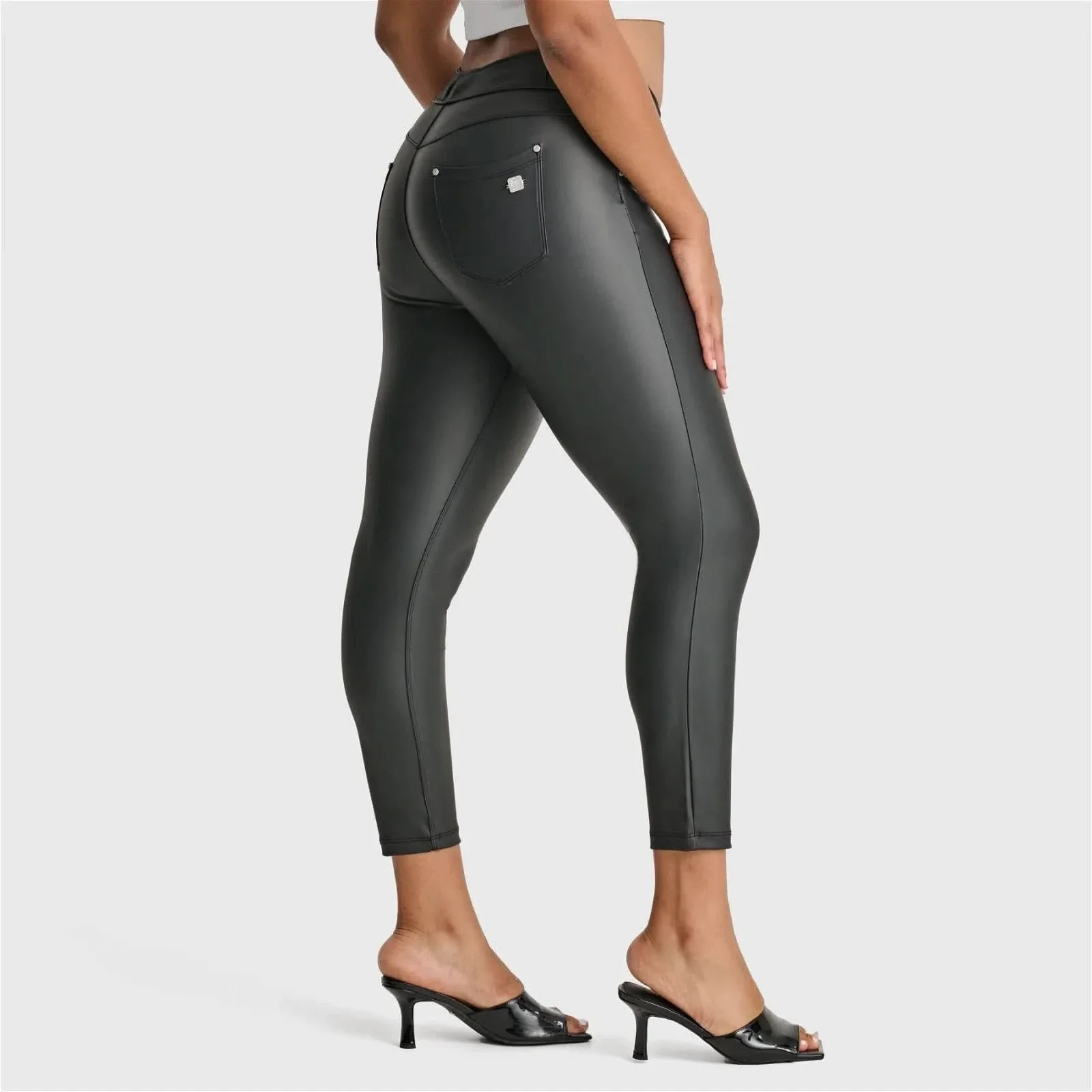 N.O.W® Faux Leather - High Waisted - 7/8 Length - Black - Image 4