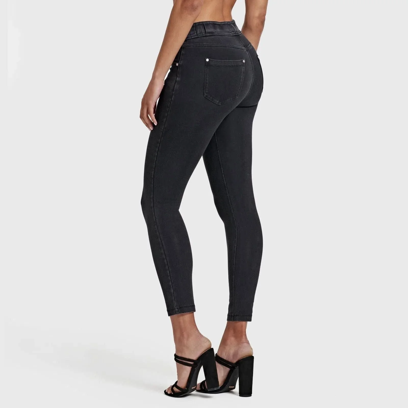 N.O.W® Denim - High Waisted - 7/8 Length - Black + Black Stitching - Image 7
