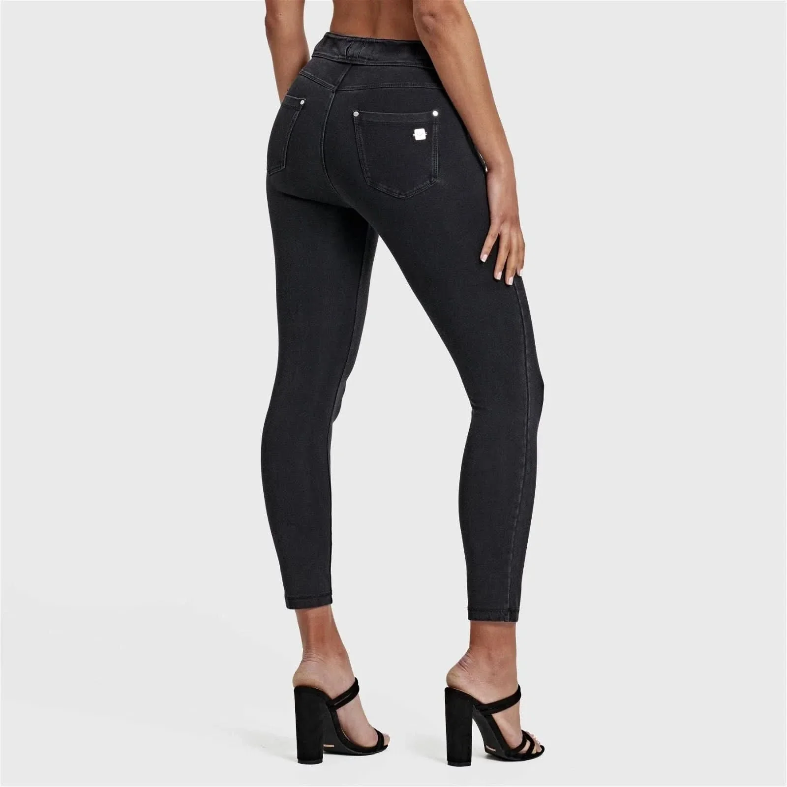 N.O.W® Denim - High Waisted - 7/8 Length - Black + Black Stitching - Image 4