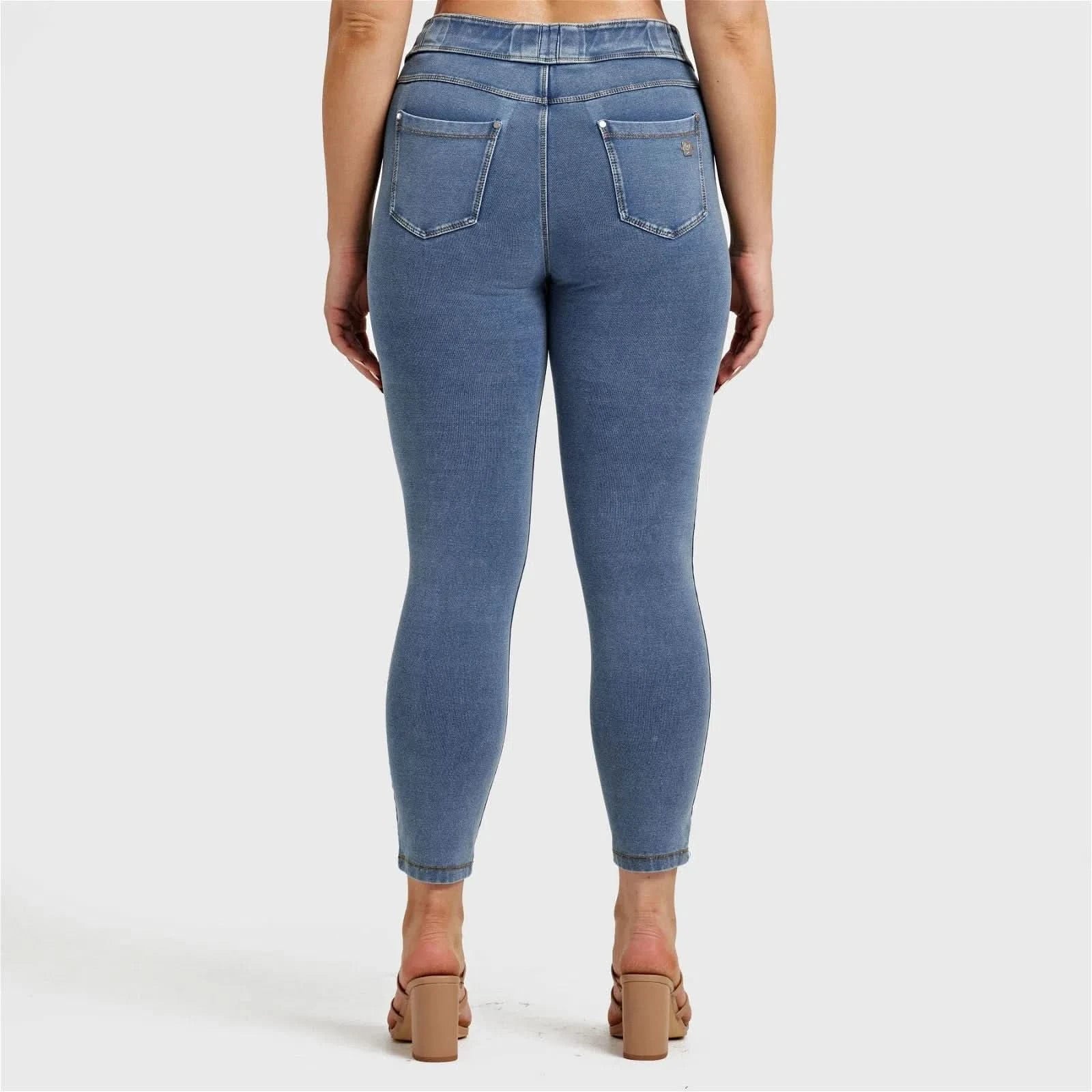 N.O.W® Denim - High Waisted - 7/8 Length - Light Blue + Yellow Stitching - Image 24