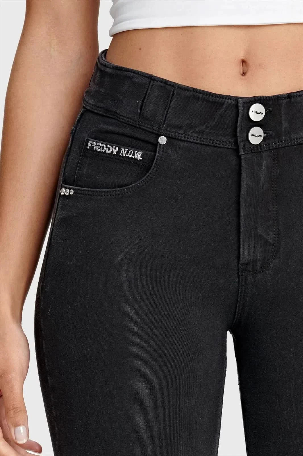 N.O.W® Denim - High Waisted - Full Length - Black + Black Stitching - Image 9
