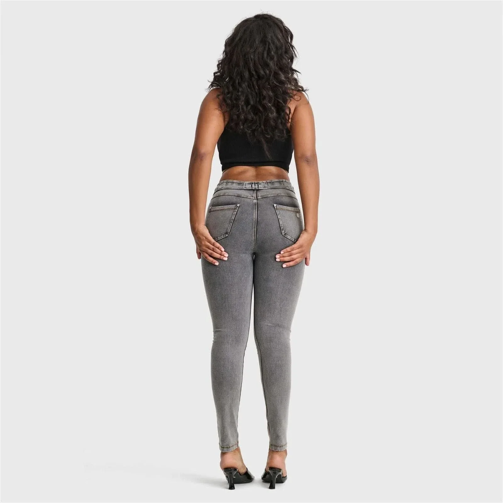 N.O.W® Denim - High Waisted - Full Length - Grey + Yellow Stitching - Image 5