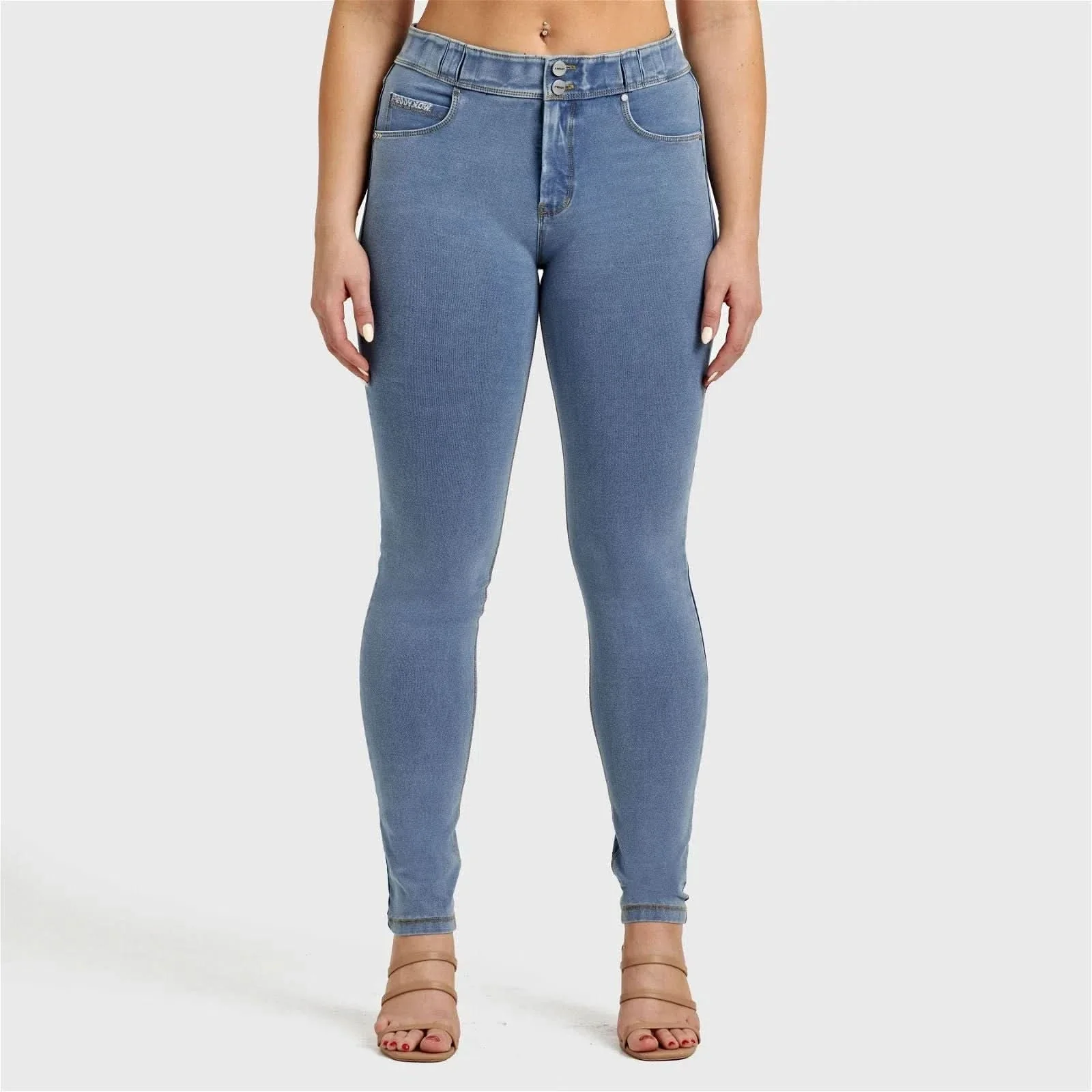 N.O.W® Denim - High Waisted - Full Length - Light Blue + Yellow Stitching - Image 22