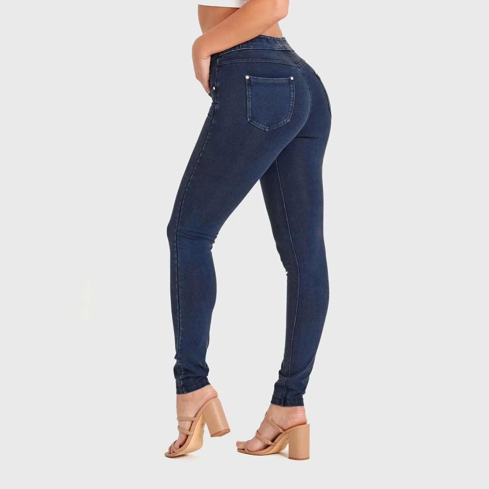 N.O.W® Denim - High Waisted - Full Length - Dark Blue + Blue Stitching - Image 6