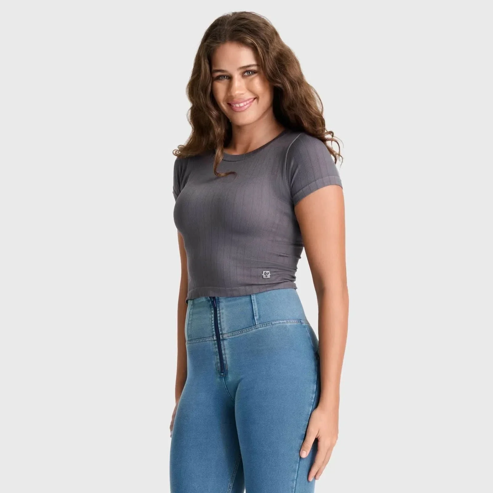 Ribbed T Shirt - Charcoal - Image 2