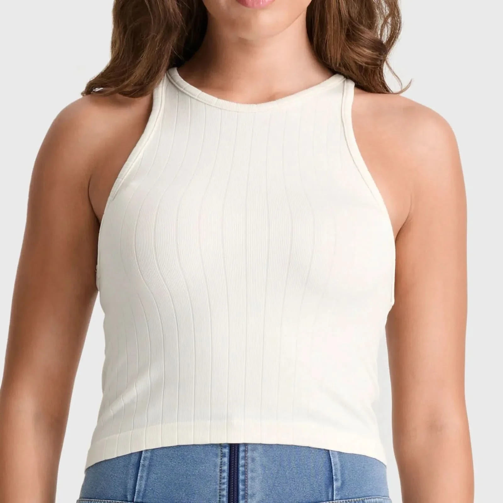 Ribbed Tank Top - Cream - Image 2