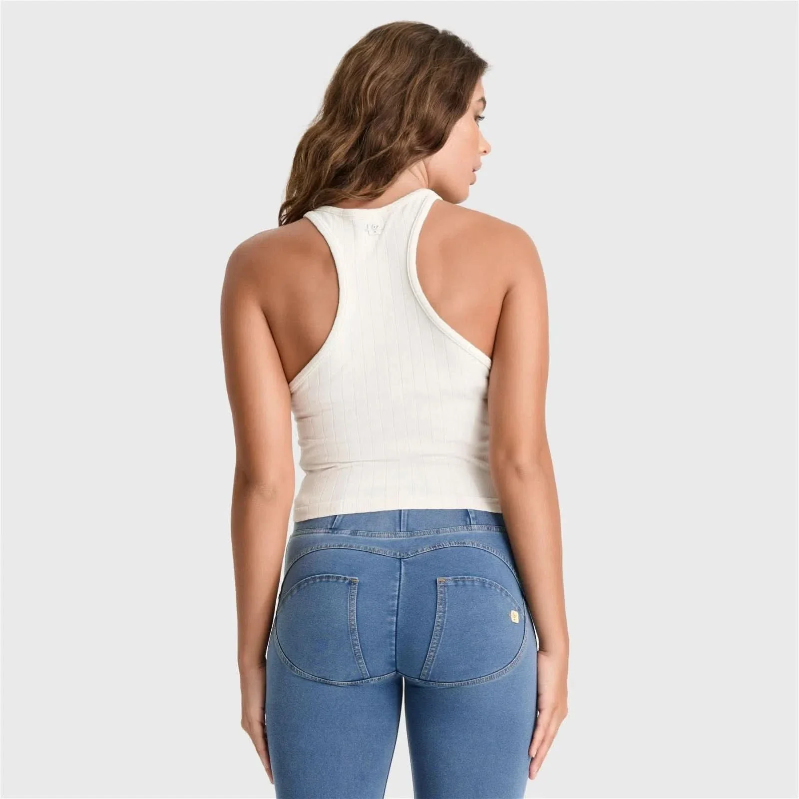 Ribbed Tank Top - Cream - Image 3