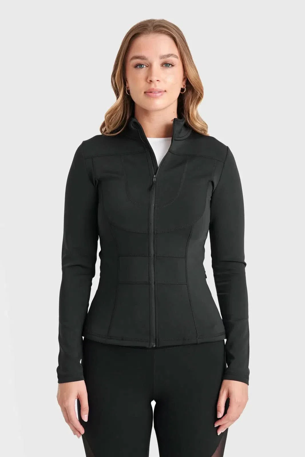 Zip Up High Collar Jacket - Black