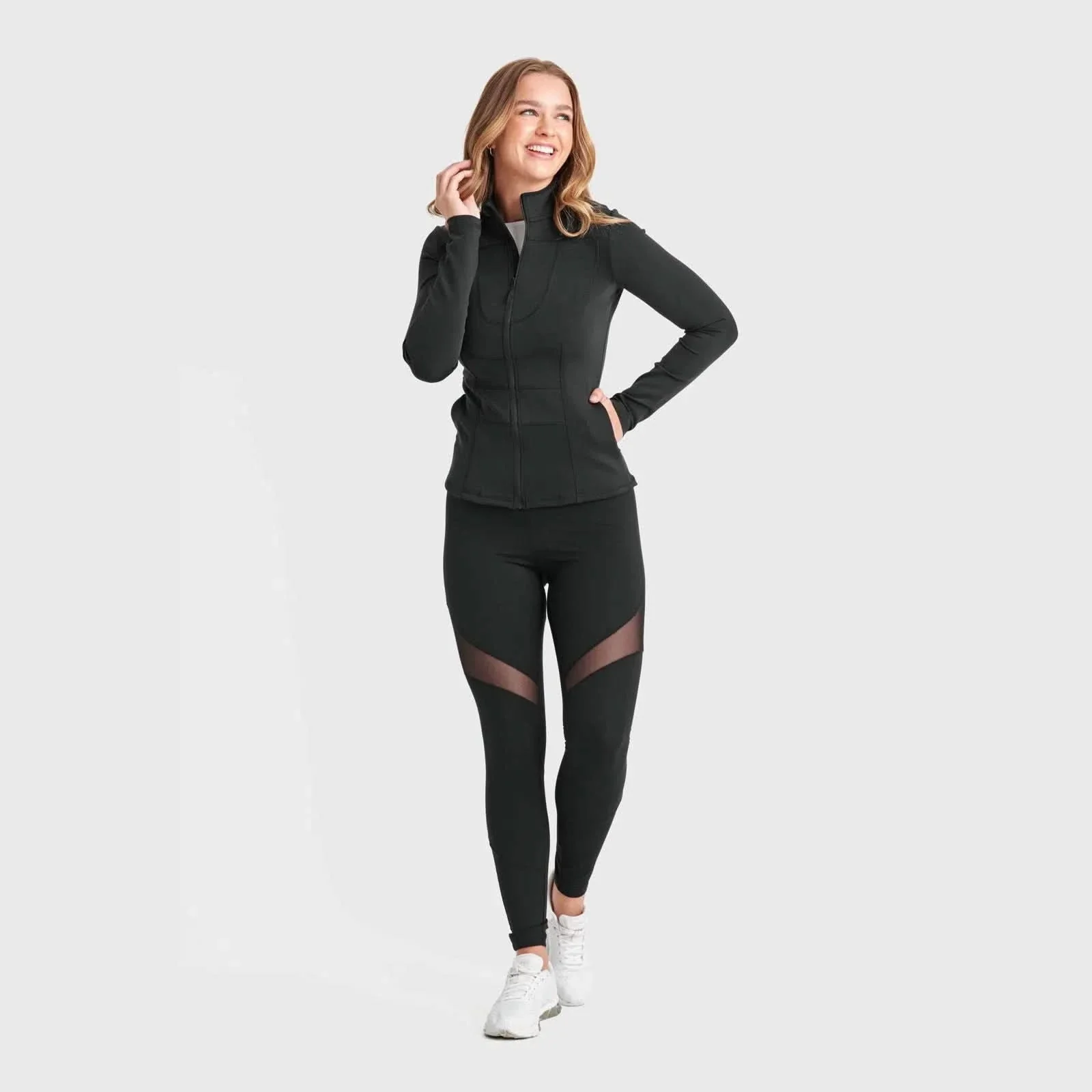 Zip Up High Collar Jacket - Black - Image 2