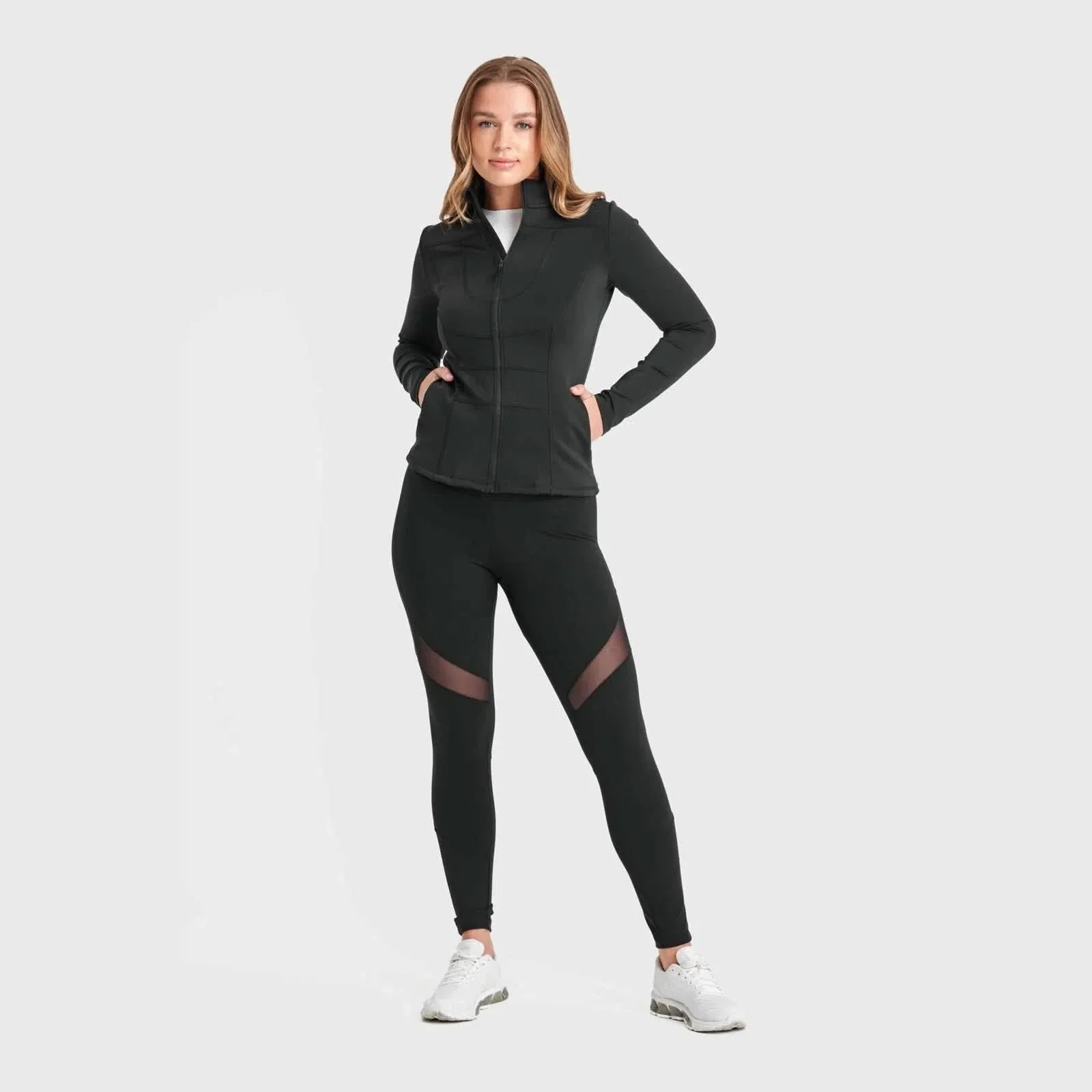 Zip Up High Collar Jacket - Black - Image 3