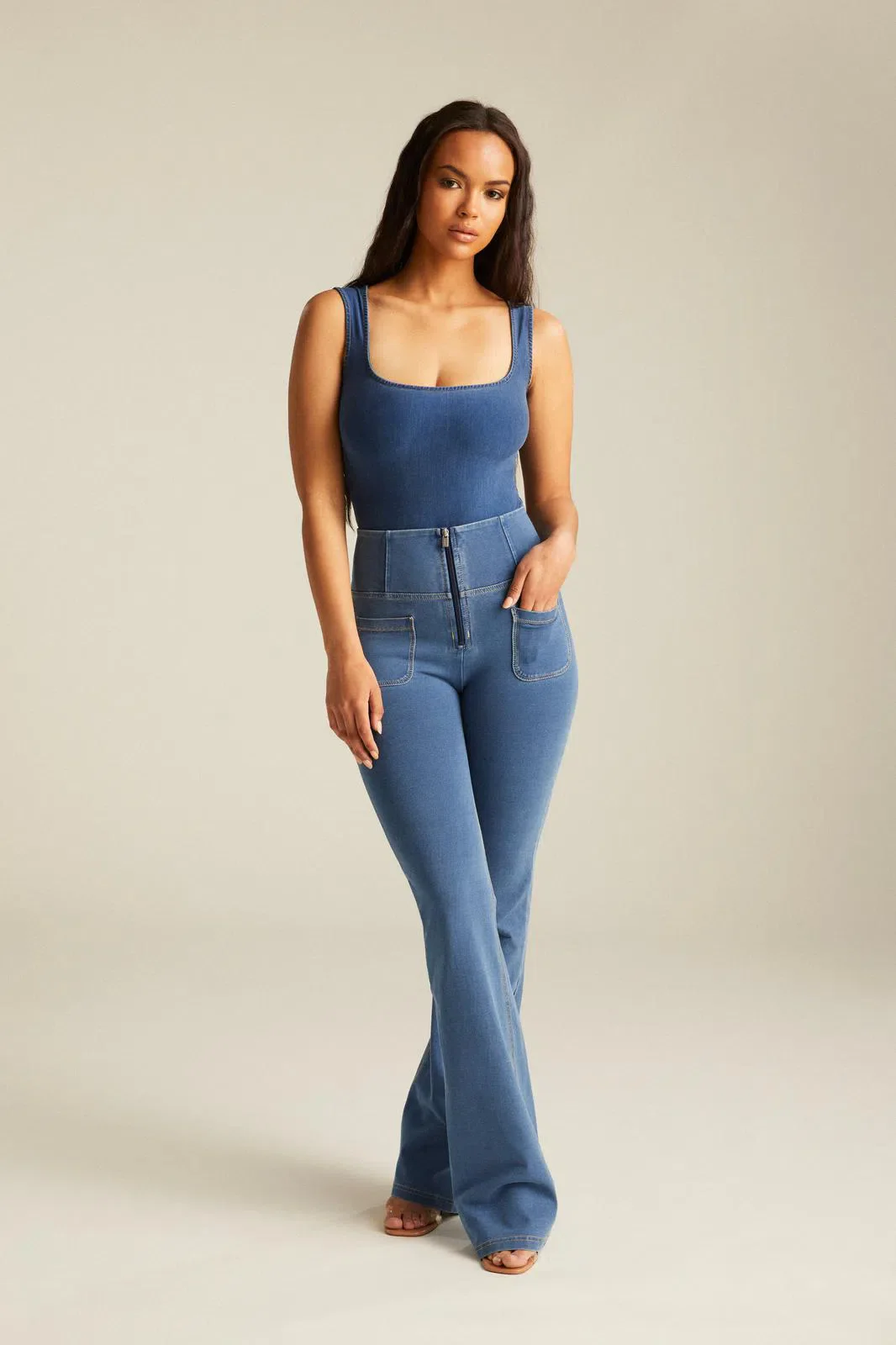 Scoop Neck Bodysuit - Light Blue Denim - Image 3