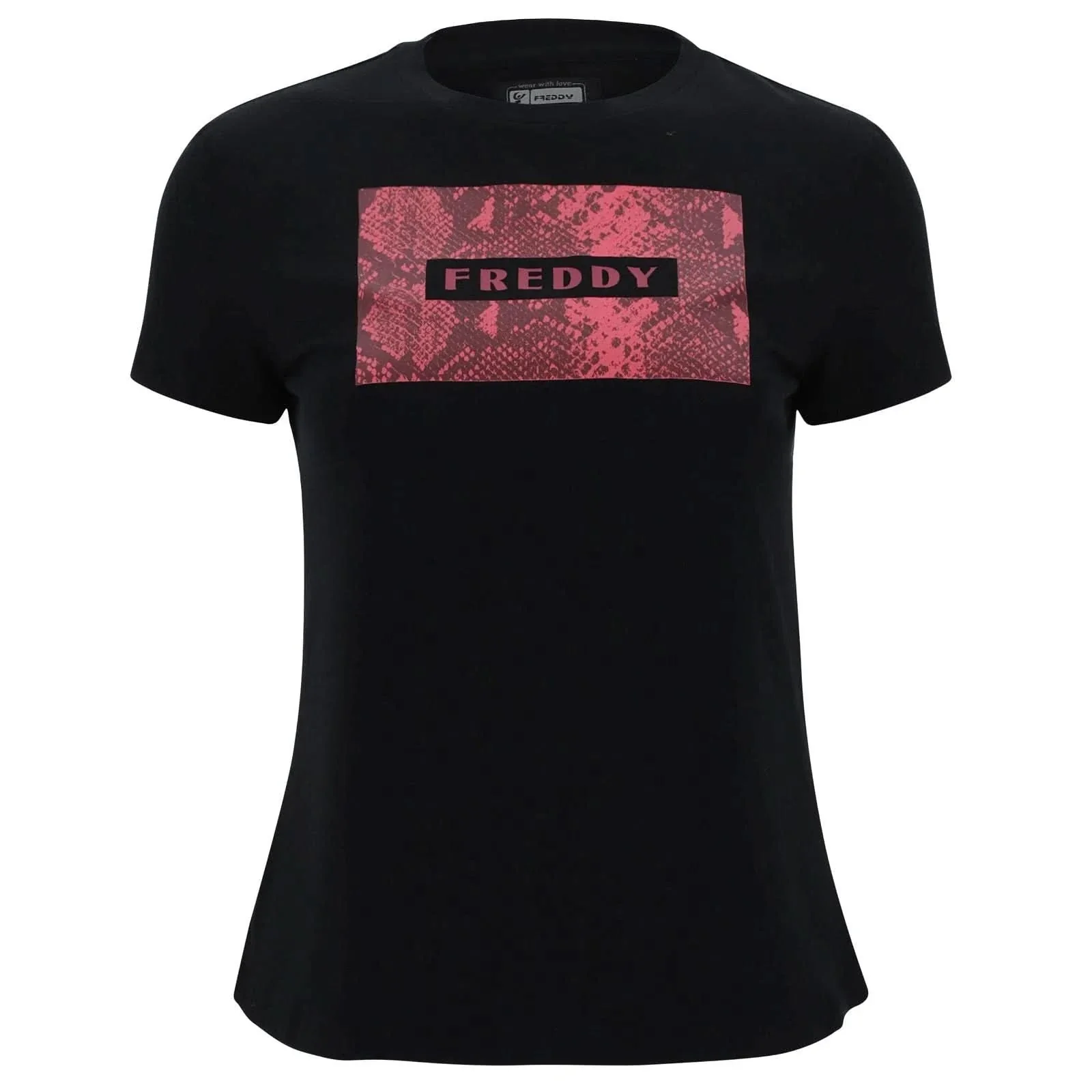 T Shirt with Snake print panel - Black