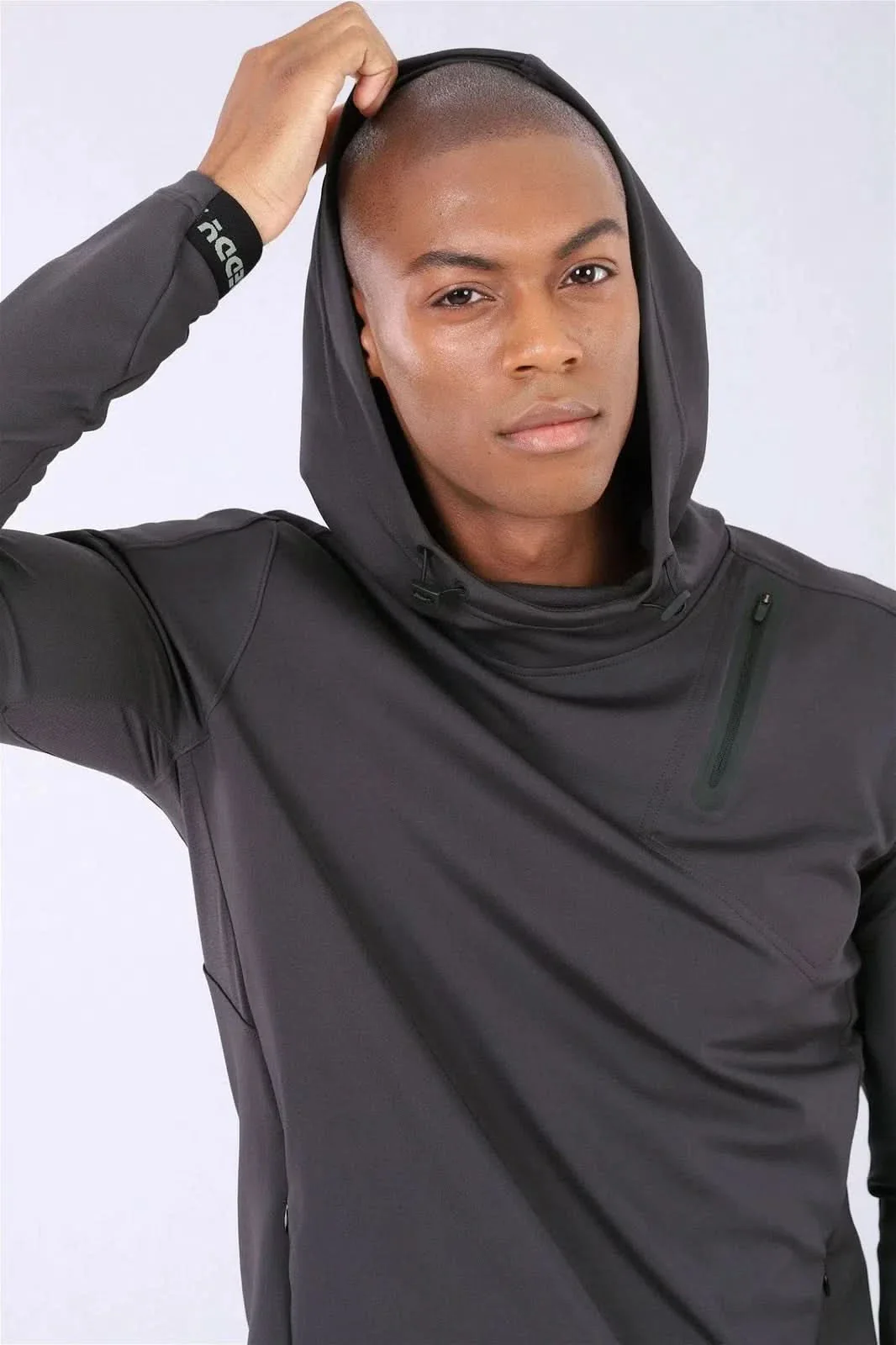 Mens Slim Fit Hoodie - Grey - Image 2