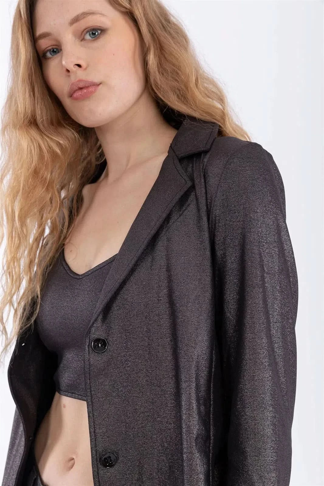 Metallic Blazer - Gray - Image 2