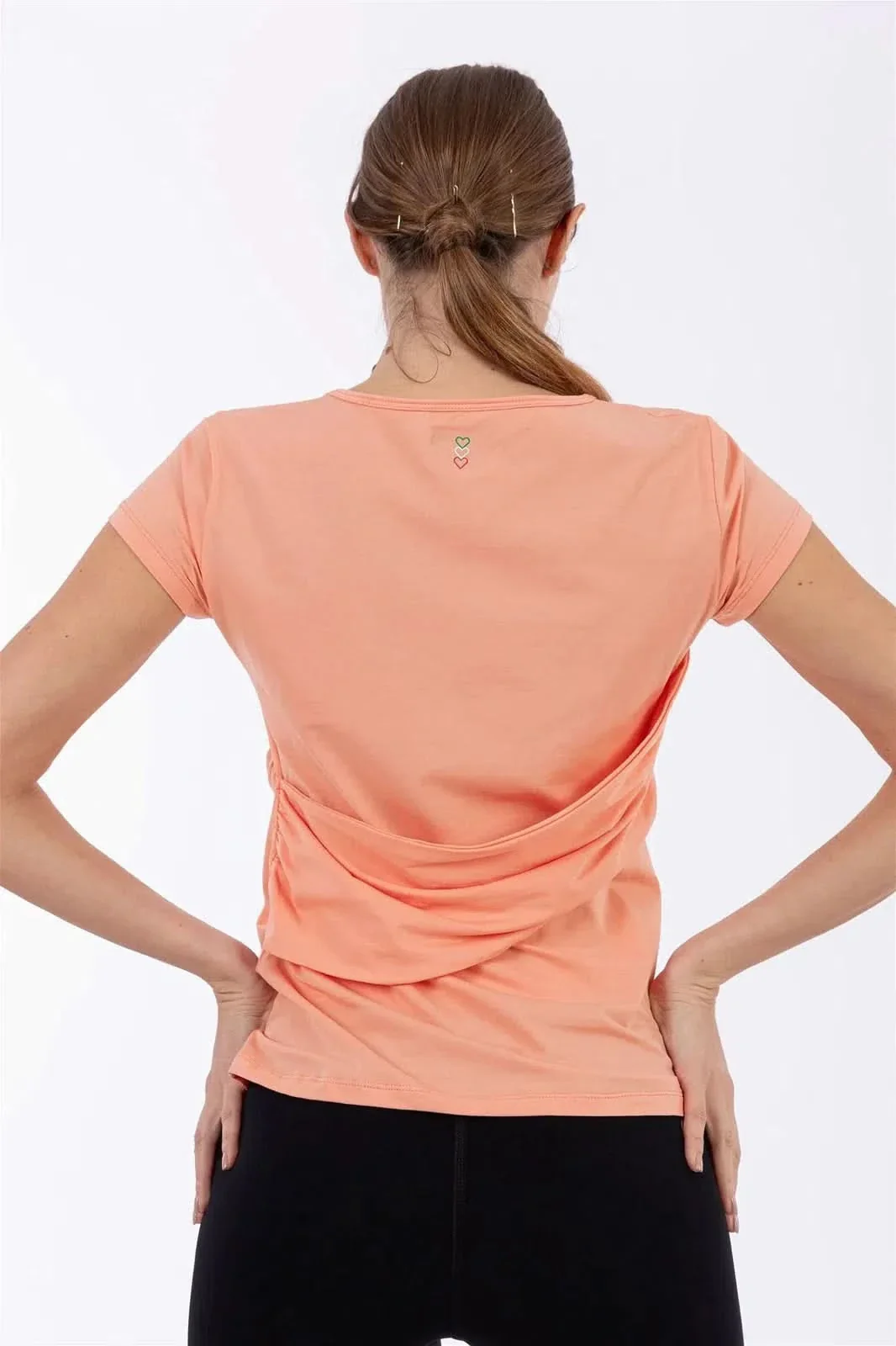 Cross Front T Shirt - Peach - Image 4