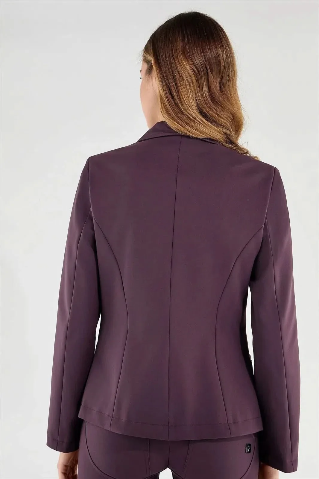 Women’s plain colour blazer - Plum - Image 3