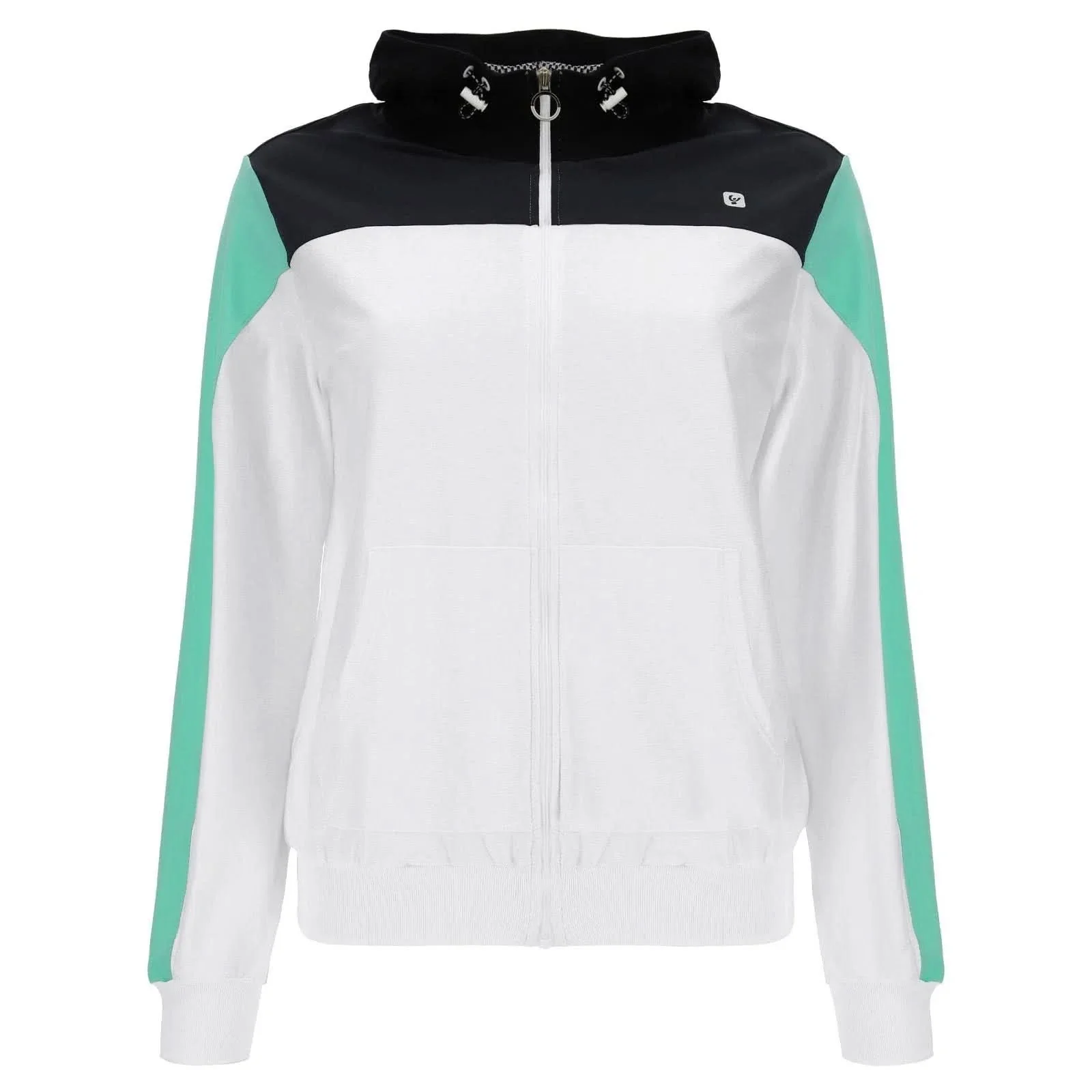Zip Up Hoodie - White + Mint Sleeve