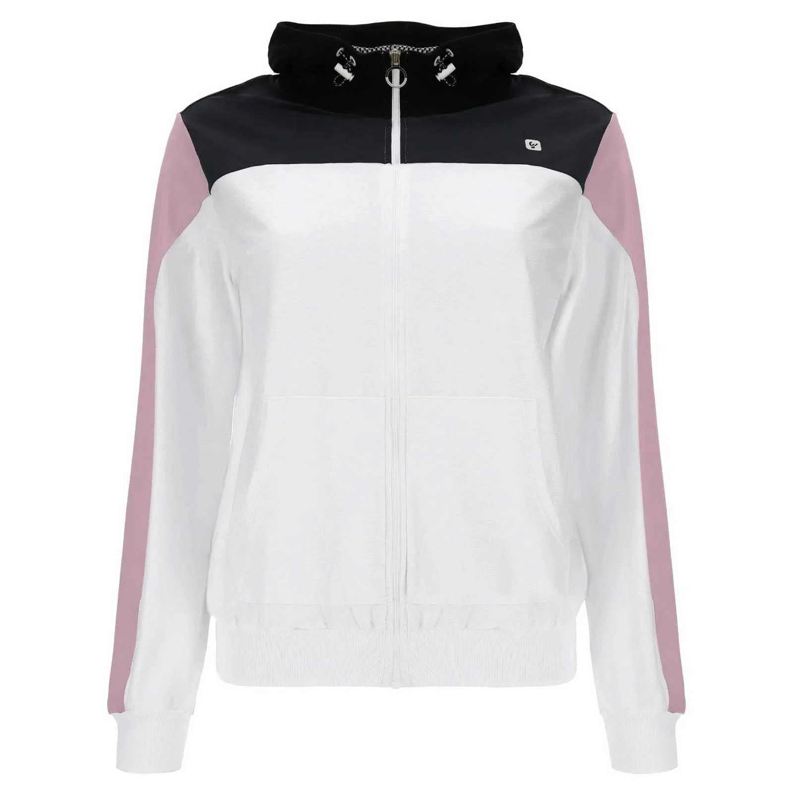 Zip Up Hoodie - White + Mauve Sleeve