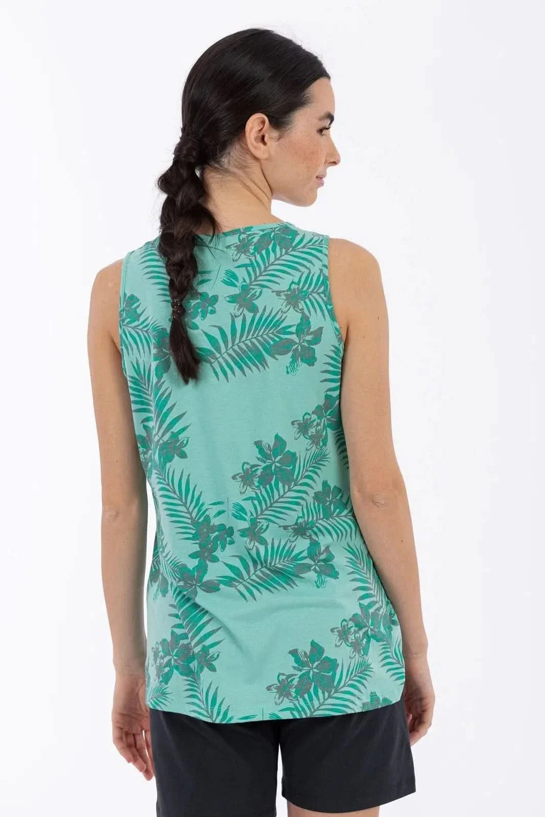 Womens Palm Singlet - Turquoise - Image 2