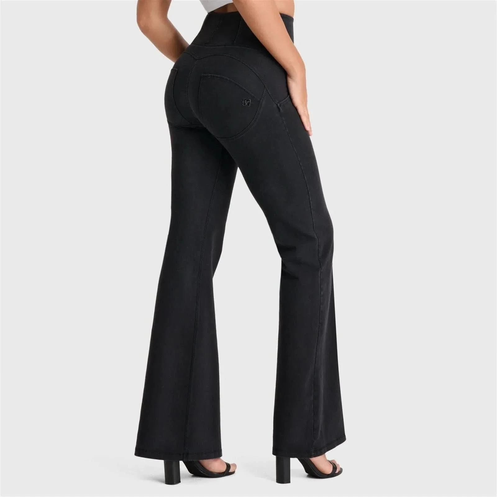 WRUP Denim - High Waisted - Super Flare - Black + Black Stitching - Image 2