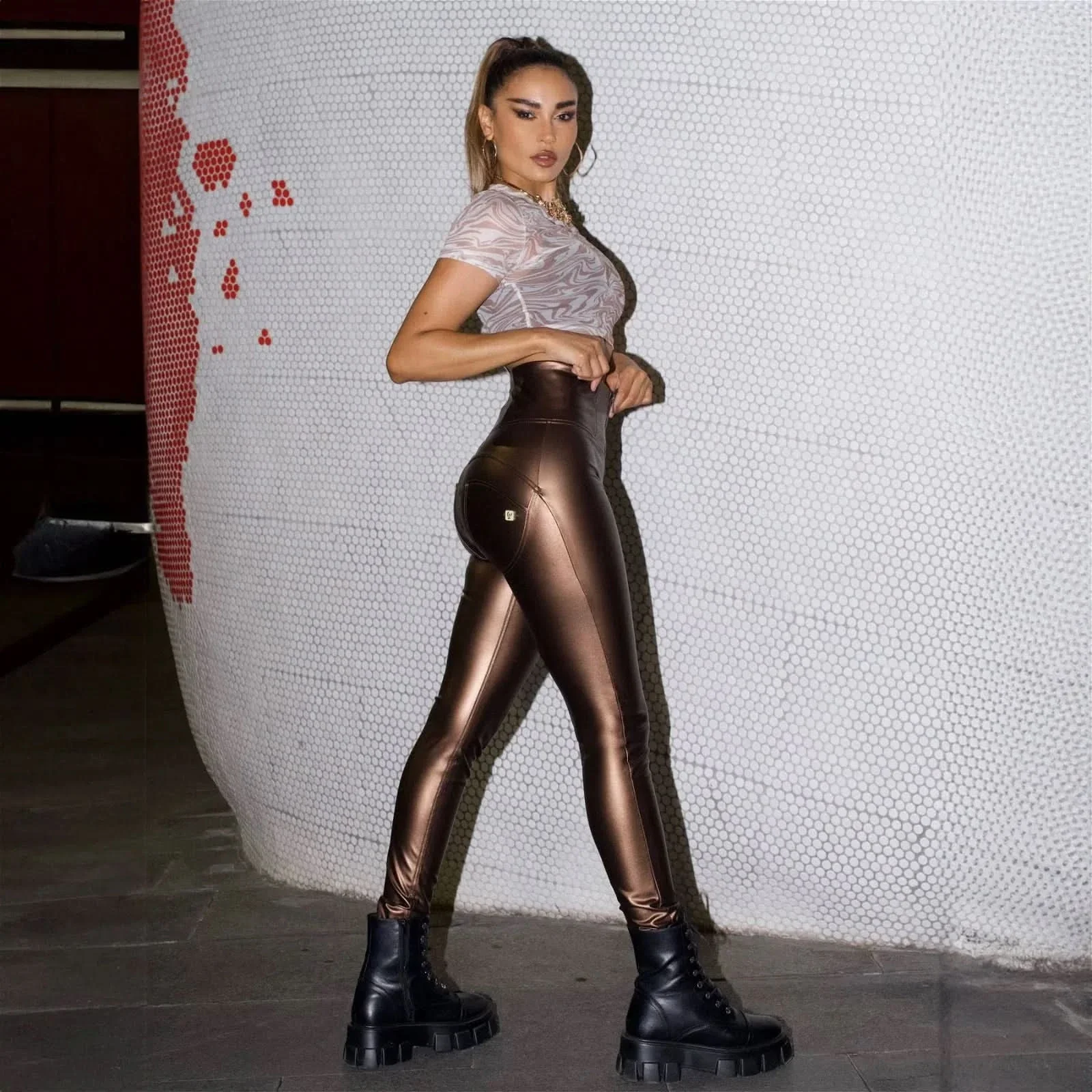 WRUP Faux Leather - Super High Waisted - Full Length - Bronze - Image 7