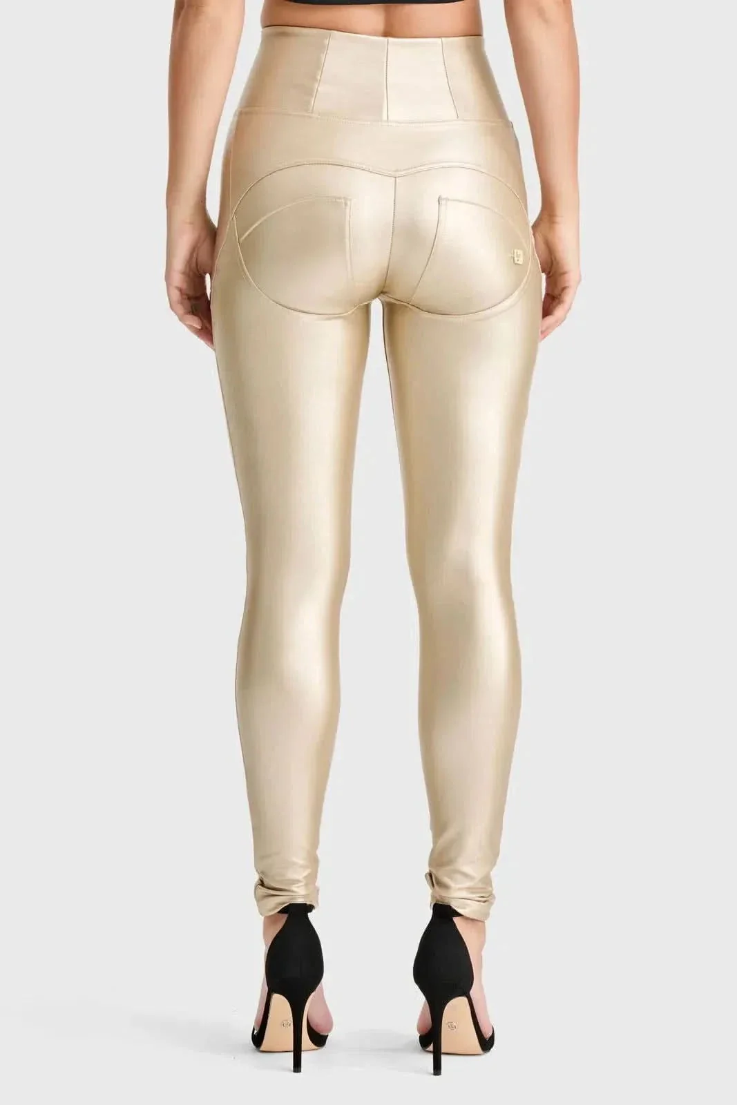 WRUP Faux Leather - Super High Waisted - Full Length - Gold - Image 5