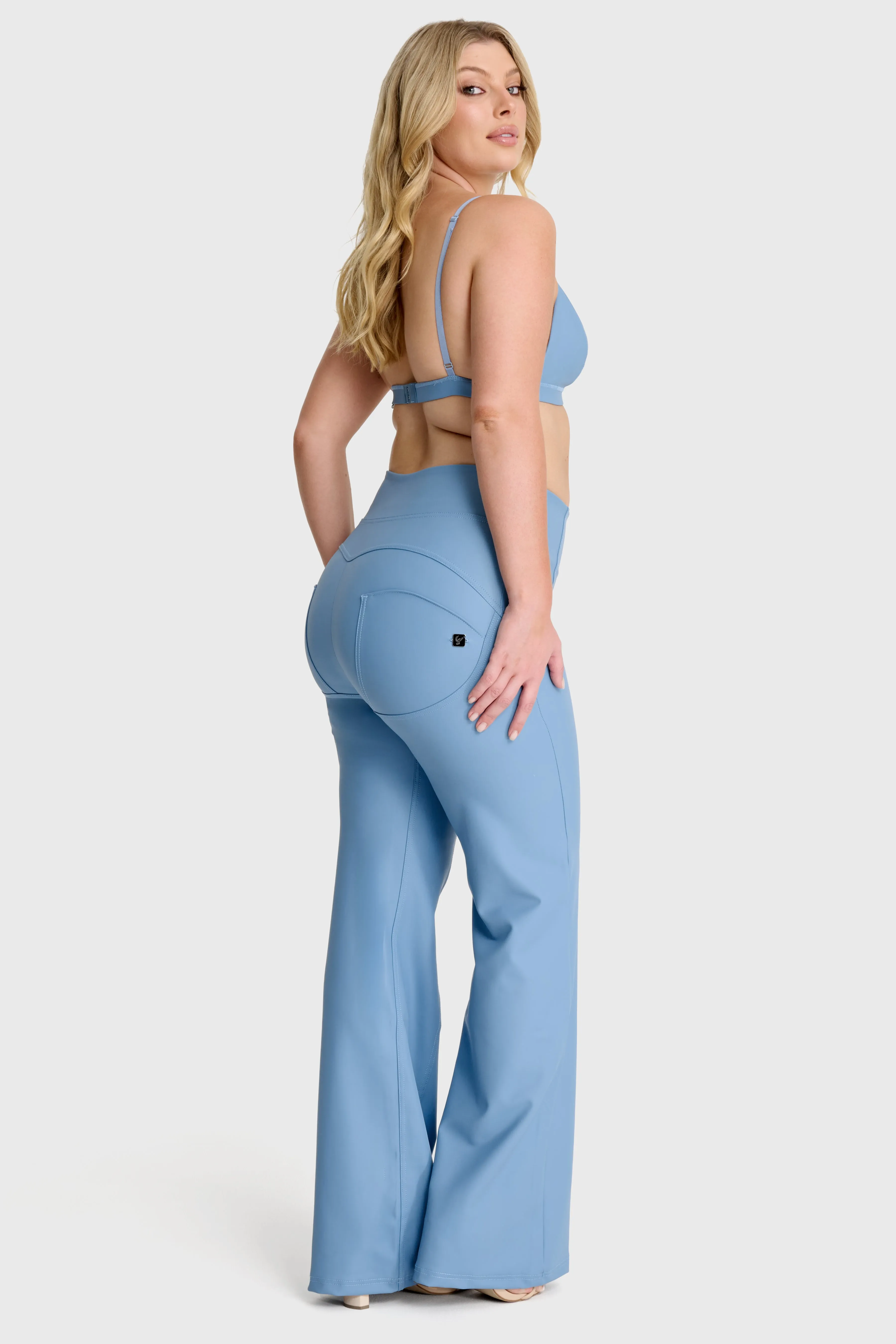 WRUP Faux Leather - Super High Waisted - Super Flare - Baby Blue - Image 4
