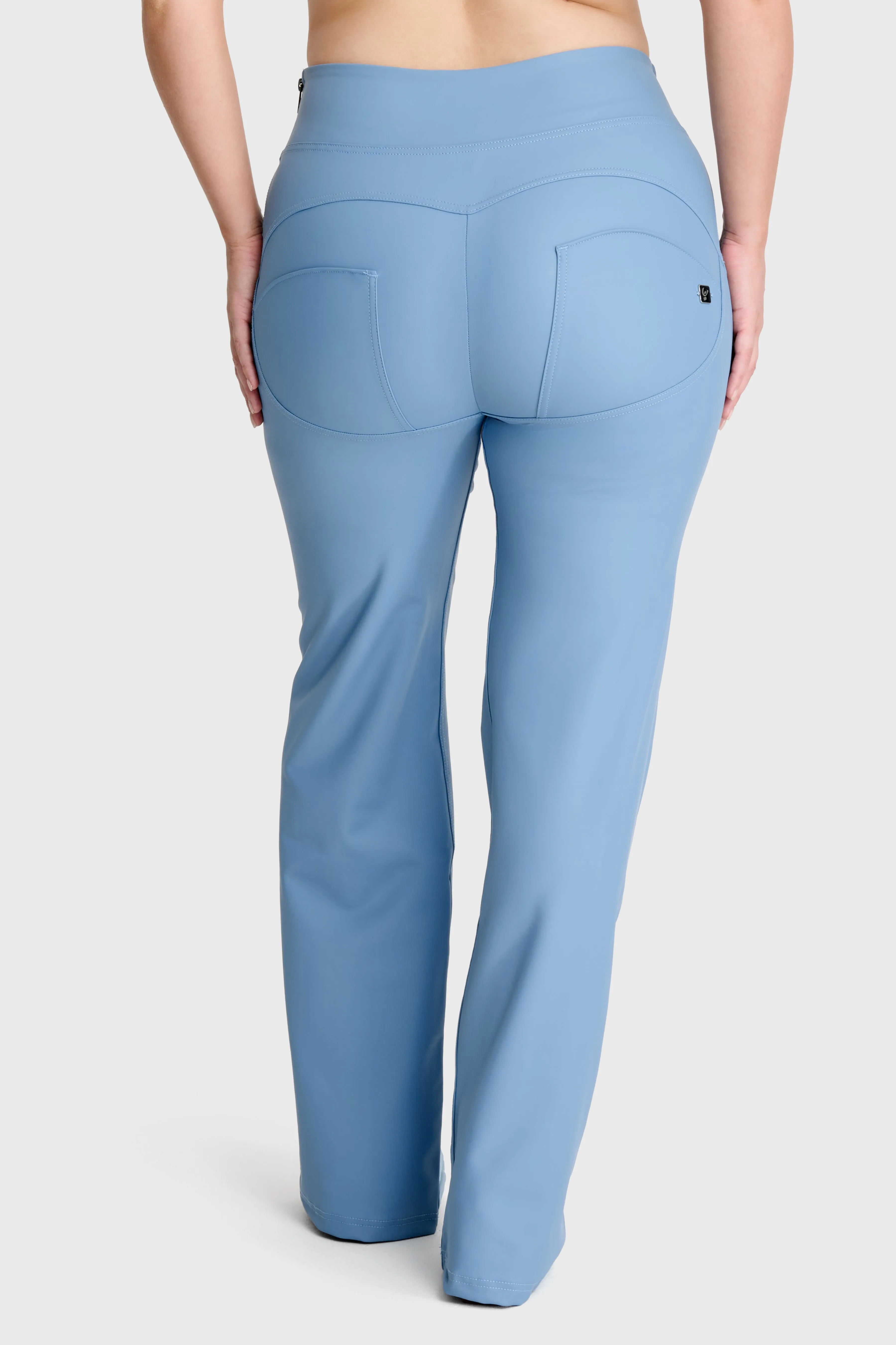 WRUP Faux Leather - Super High Waisted - Super Flare - Baby Blue - Image 5