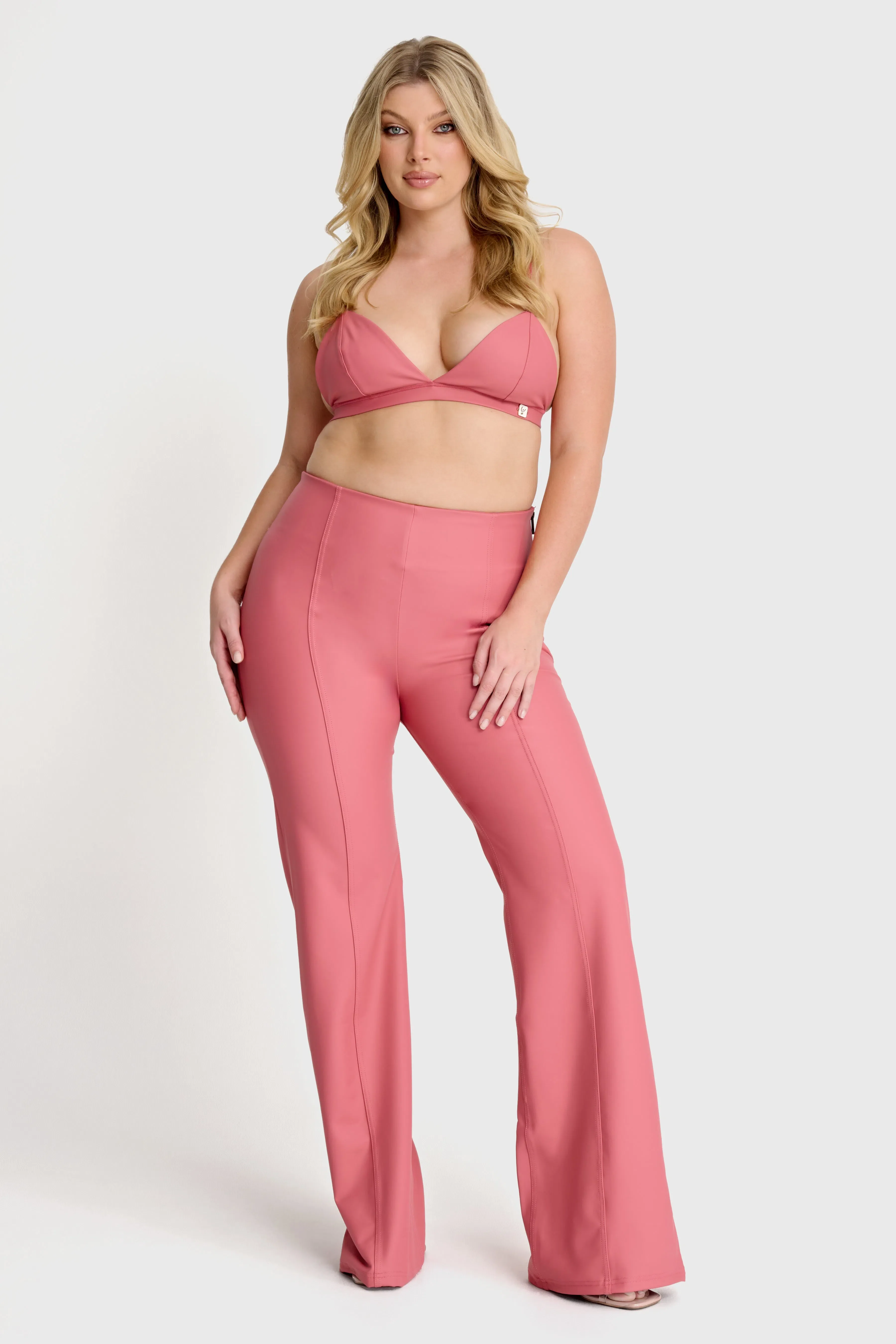 WRUP Faux Leather - Super High Waisted - Super Flare - Rosey Pink - Image 3