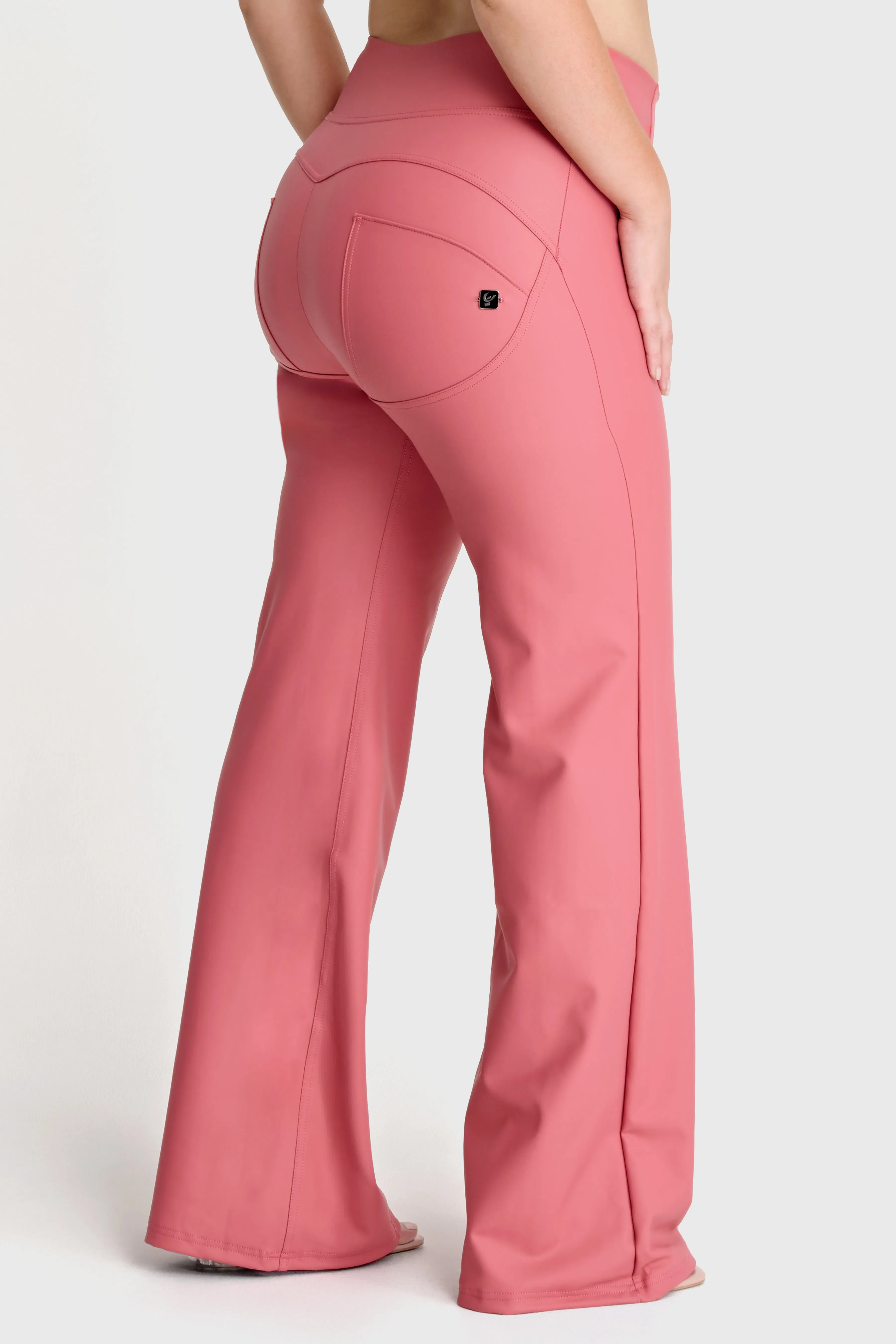 WRUP Faux Leather - Super High Waisted - Super Flare - Rosey Pink - Image 4