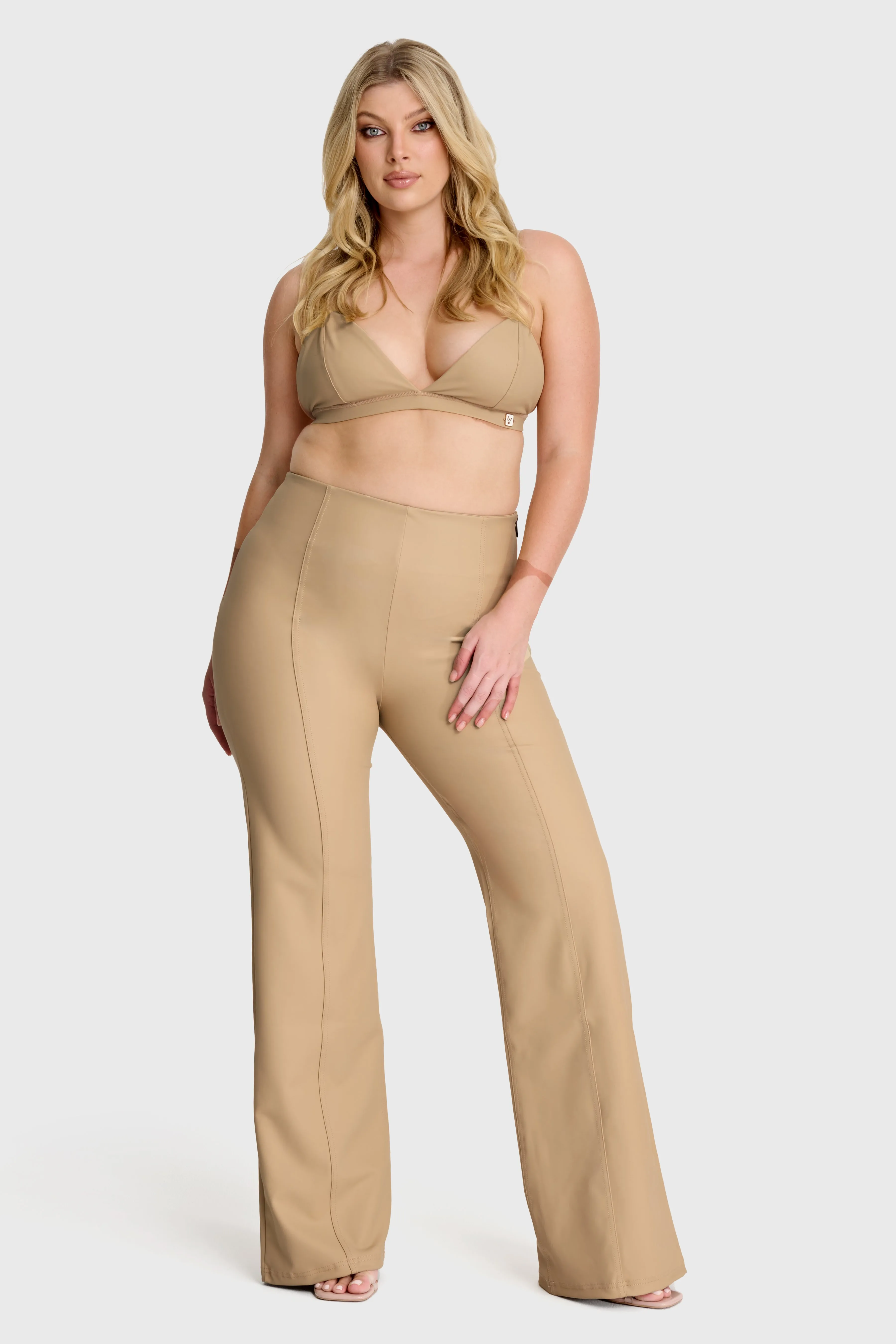 WRUP Faux Leather - Super High Waisted - Super Flare - Sand - Image 3