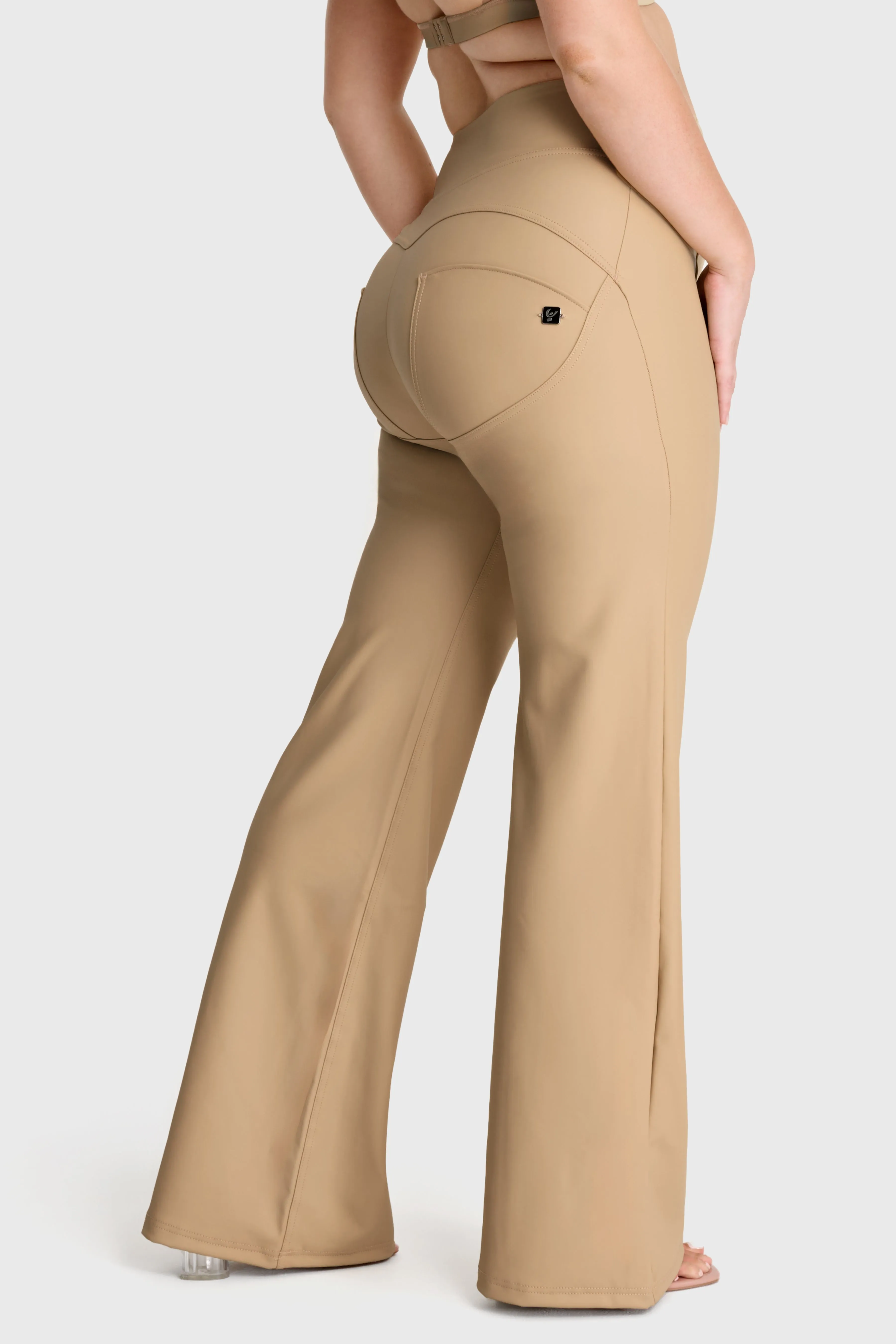 WRUP Faux Leather - Super High Waisted - Super Flare - Sand - Image 6