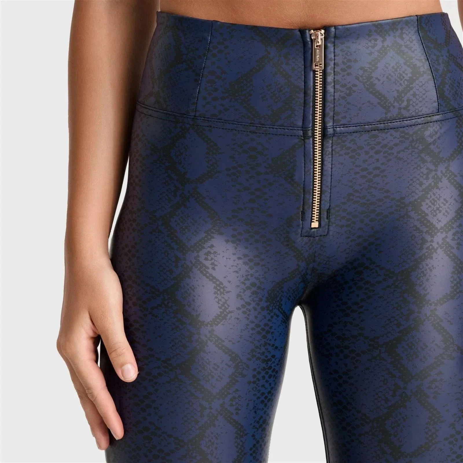 WRUP Python Faux Leather Limited Edition - High Waisted - Full Length - Midnight Blue - Image 8