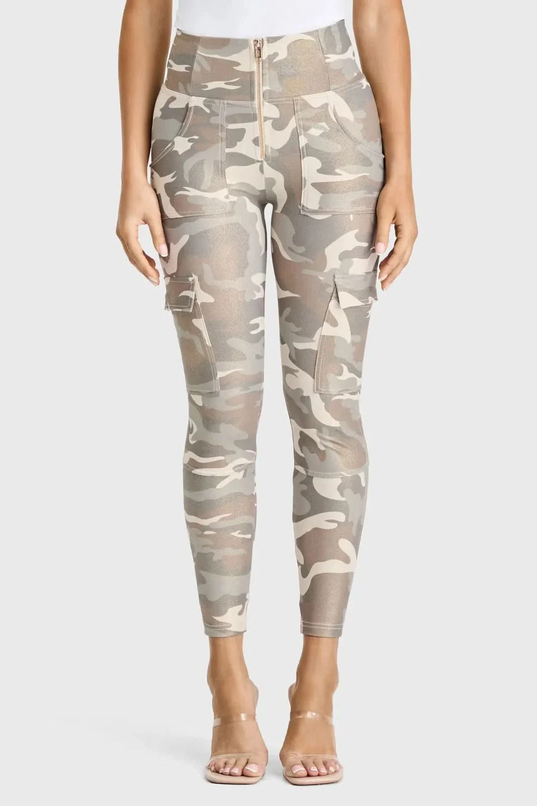 WRUP Cargo Fashion - High Waisted - 7/8 Length - Glitter Gold Camo - Image 6