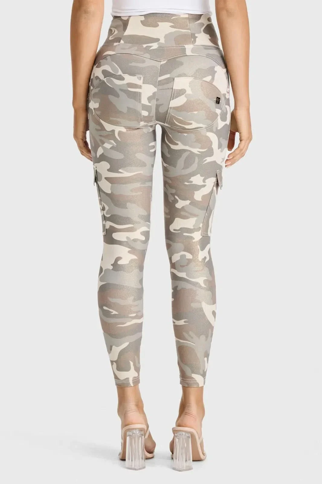 WRUP Cargo Fashion - High Waisted - 7/8 Length - Glitter Gold Camo - Image 7