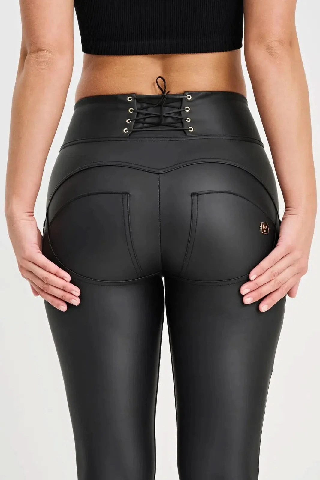 WRUP Corset Faux Leather - High Waisted - Full Length - Black - Image 9