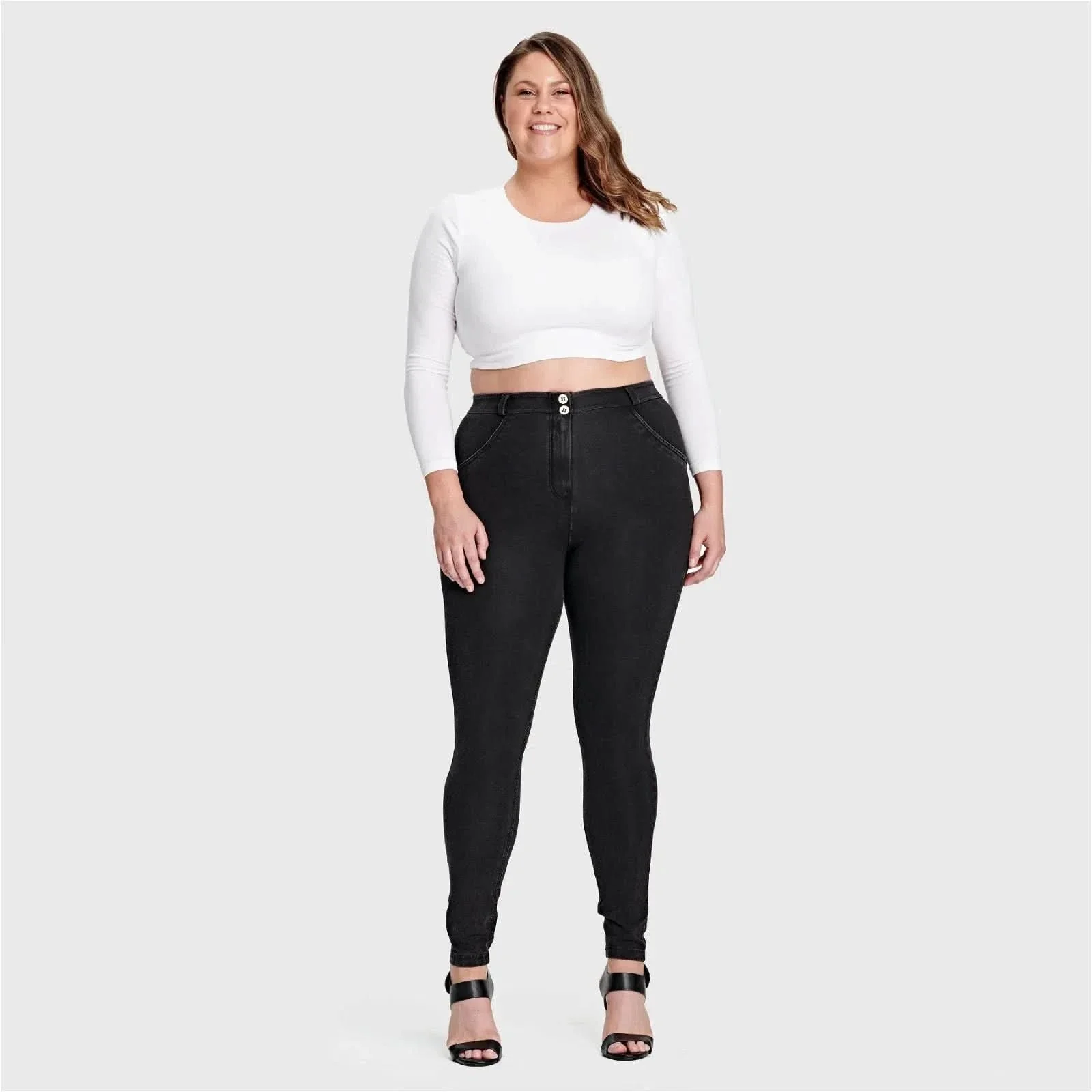 WRUP Curvy Denim - High Waisted - Full Length - Black + Black Stitching - Image 6