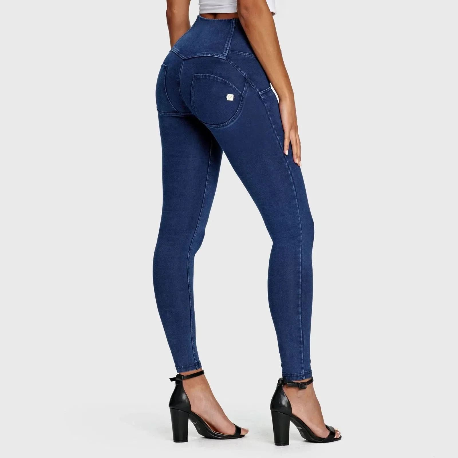 WRUP Denim - 3 Button High Waisted - Full Length - Dark Blue + Blue Stitching - Image 9