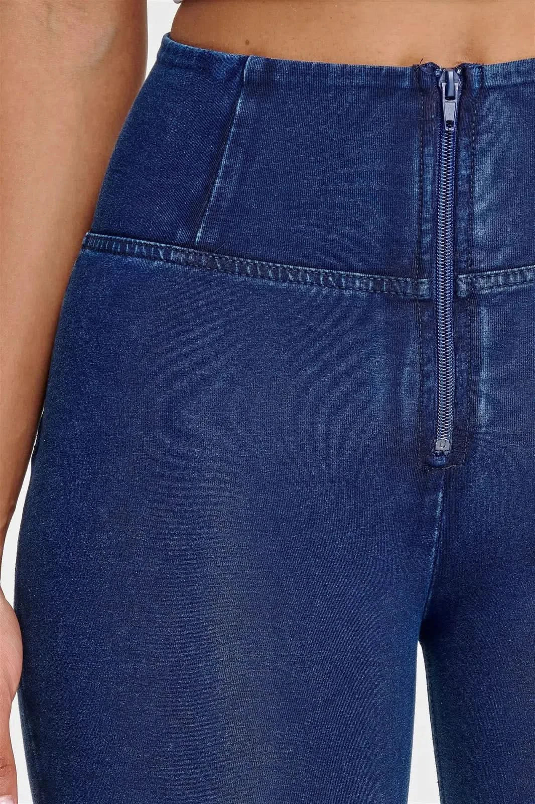 WRUP Denim - High Waisted - Full Length - Dark Blue + Blue Stitching - Image 13