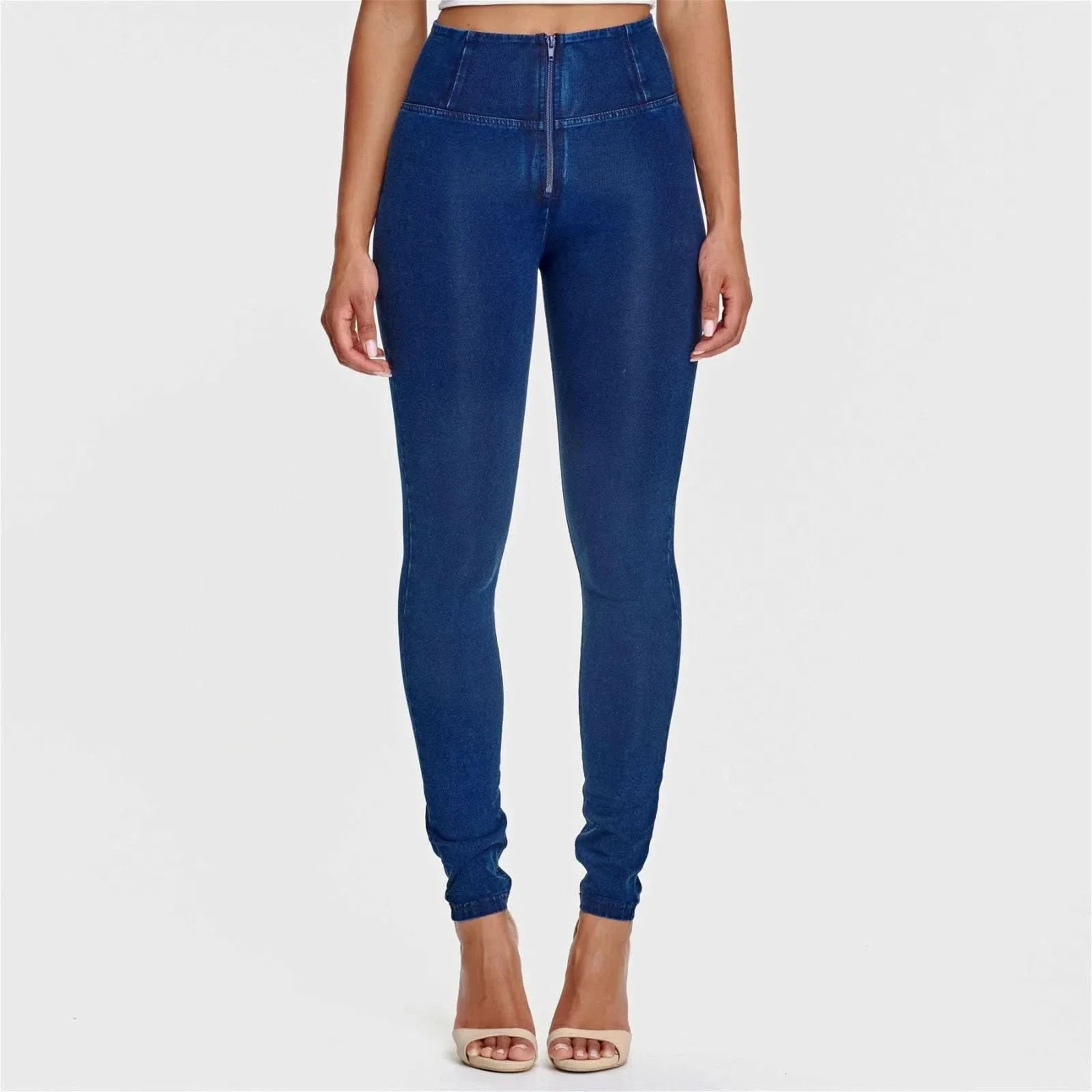 WRUP Denim - High Waisted - Full Length - Dark Blue + Blue Stitching - Image 2