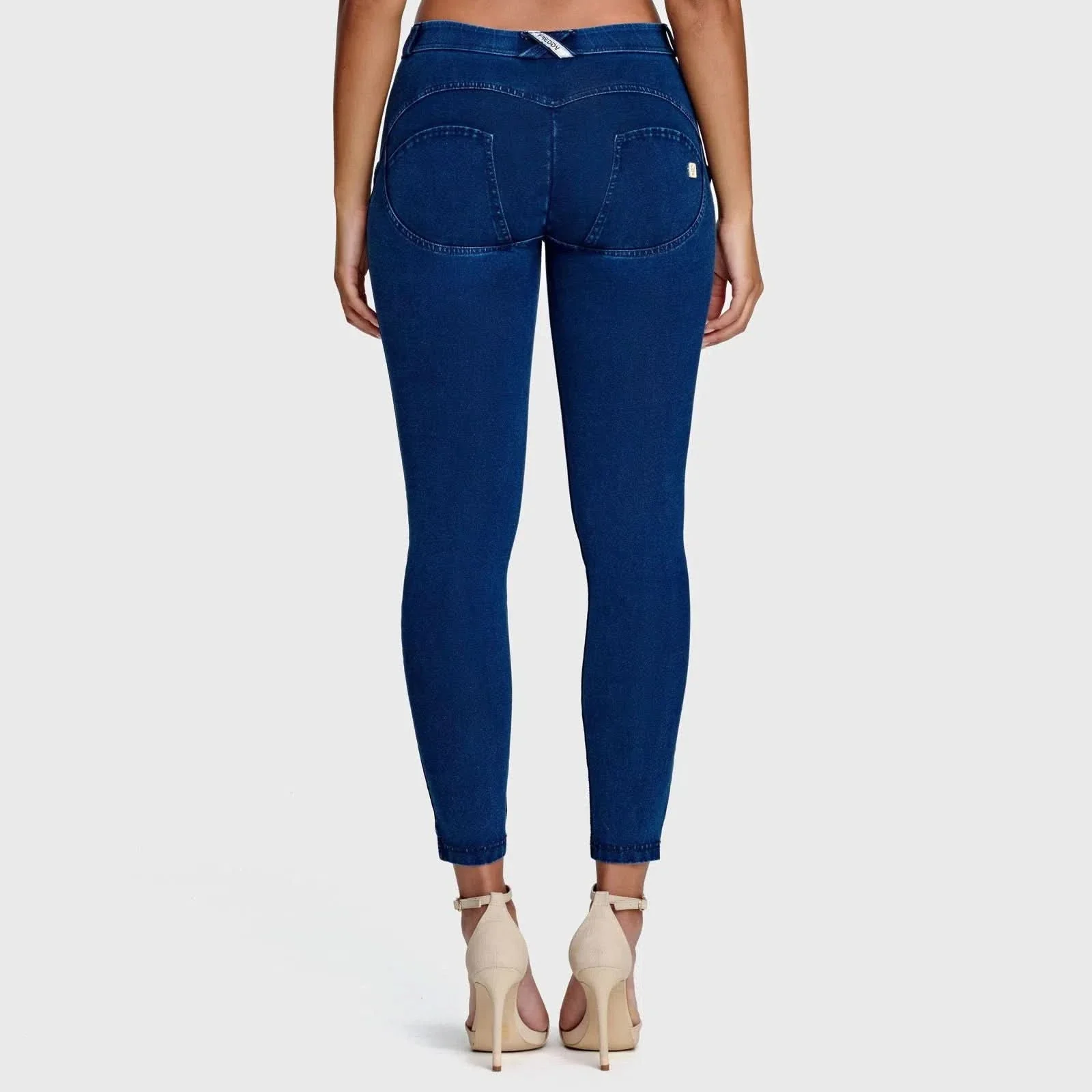 WRUP Denim - Mid Rise - 7/8 Length - Dark Blue + Blue Stitching - Image 5