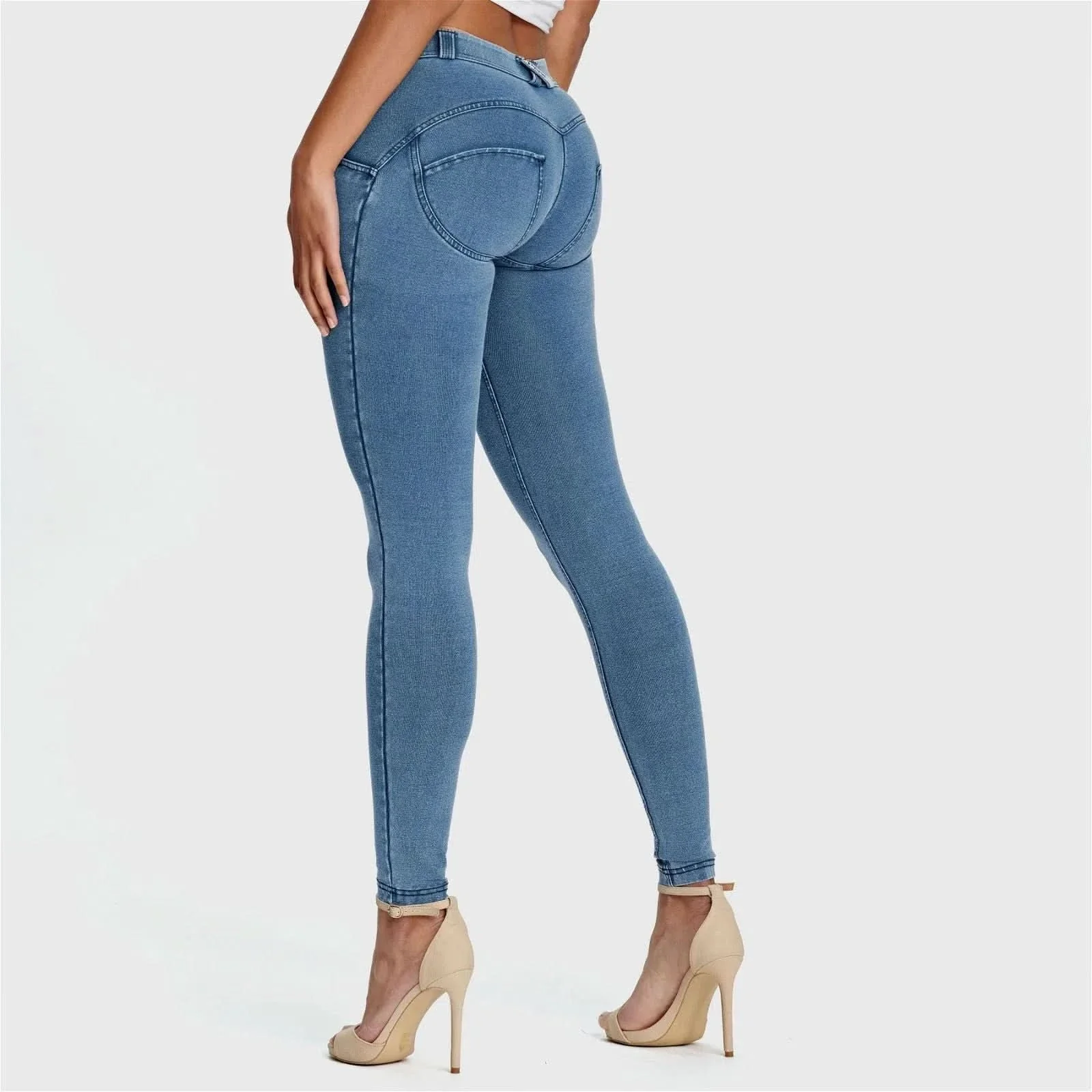WRUP Denim - Mid Rise - Full Length - Light Blue + Blue Stitching - Image 5